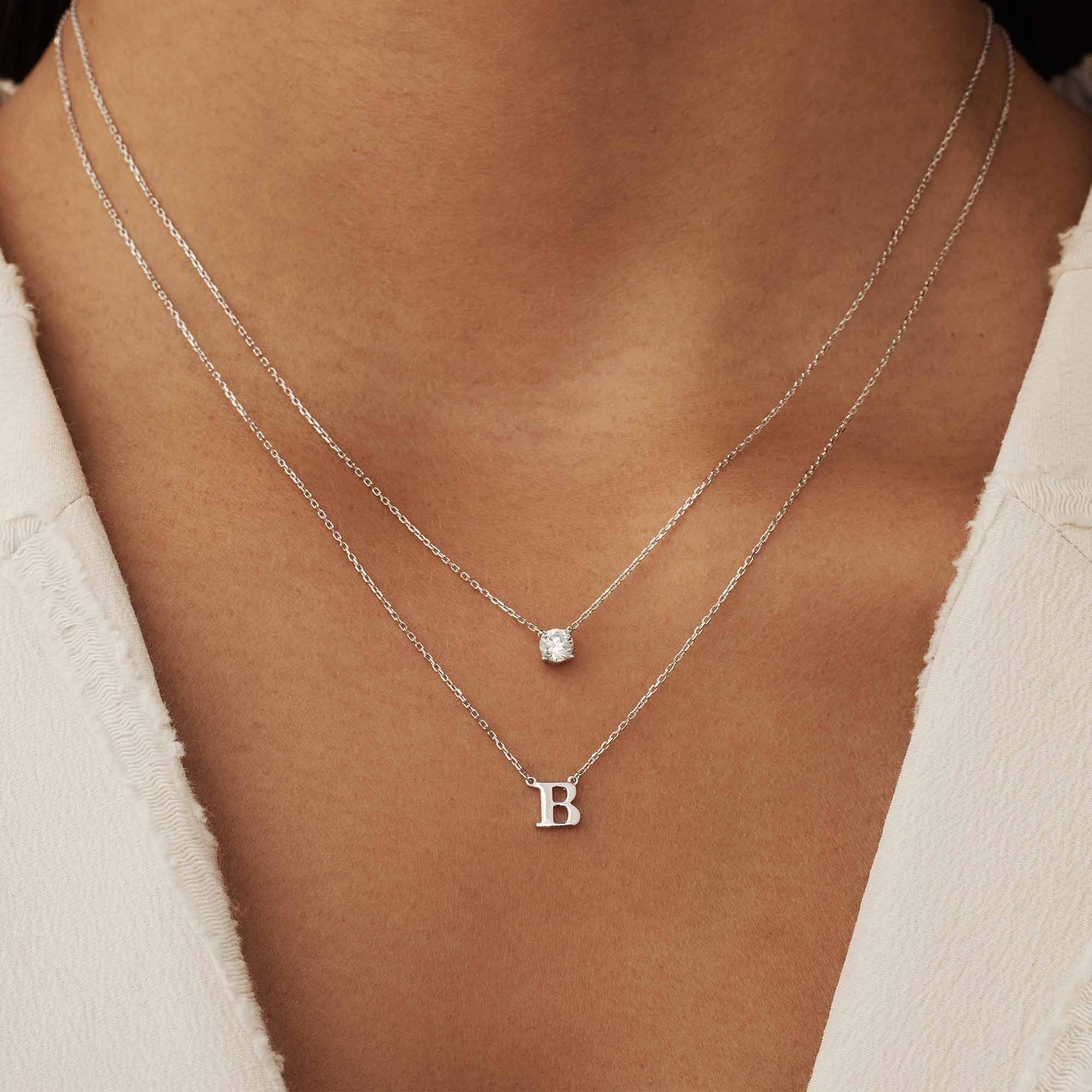 Saint Germain Chloé 14 karat white gold initial collier with letter -  - Isabel Bernard