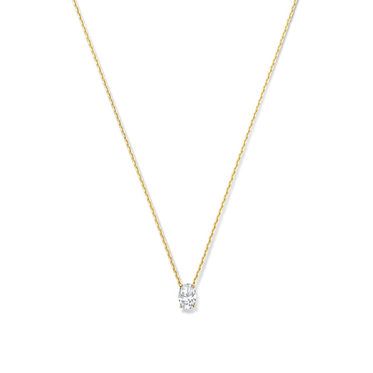 Baguette Genevieve 14 karat gold necklace with white zirconia stone -  - Isabel Bernard