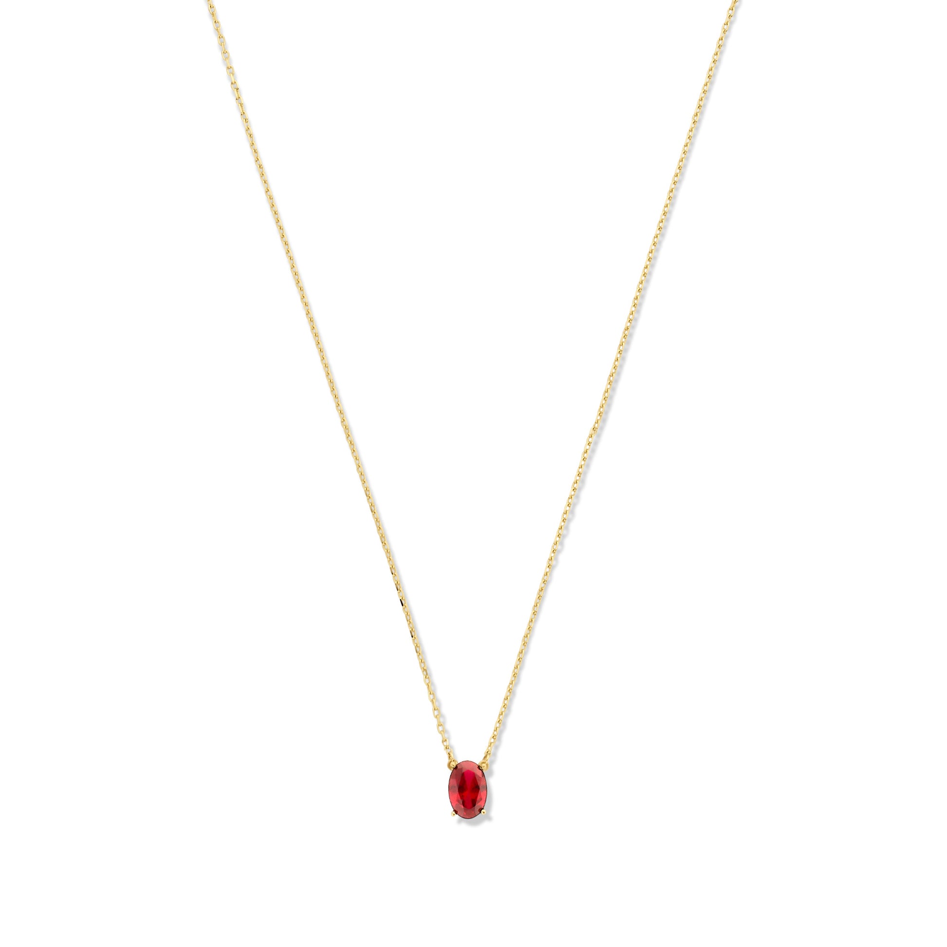 Baguette Roux 14 karat gold necklace with red zirconia stone -  - Isabel Bernard