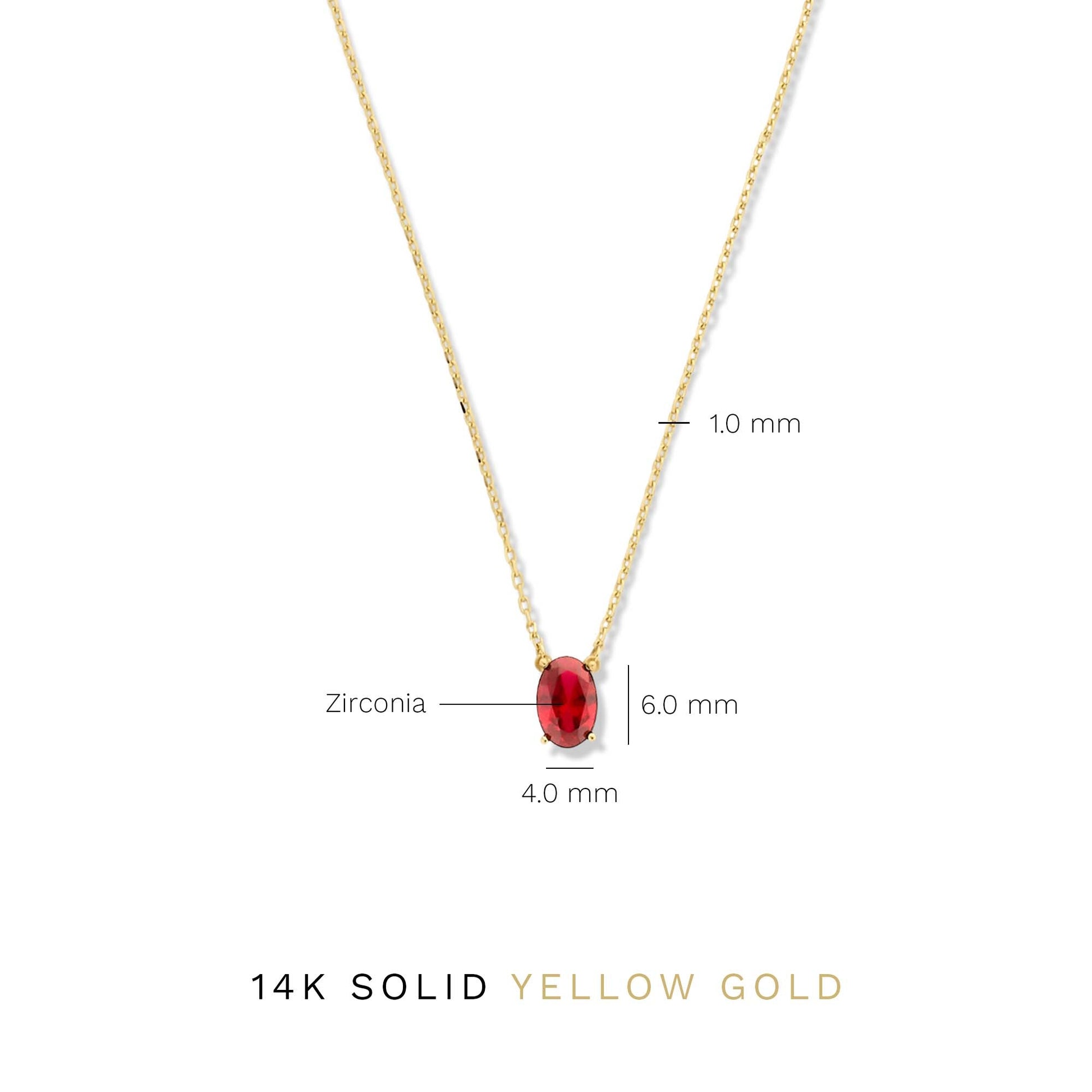 Baguette Roux 14 karat gold necklace with red zirconia stone -  - Isabel Bernard