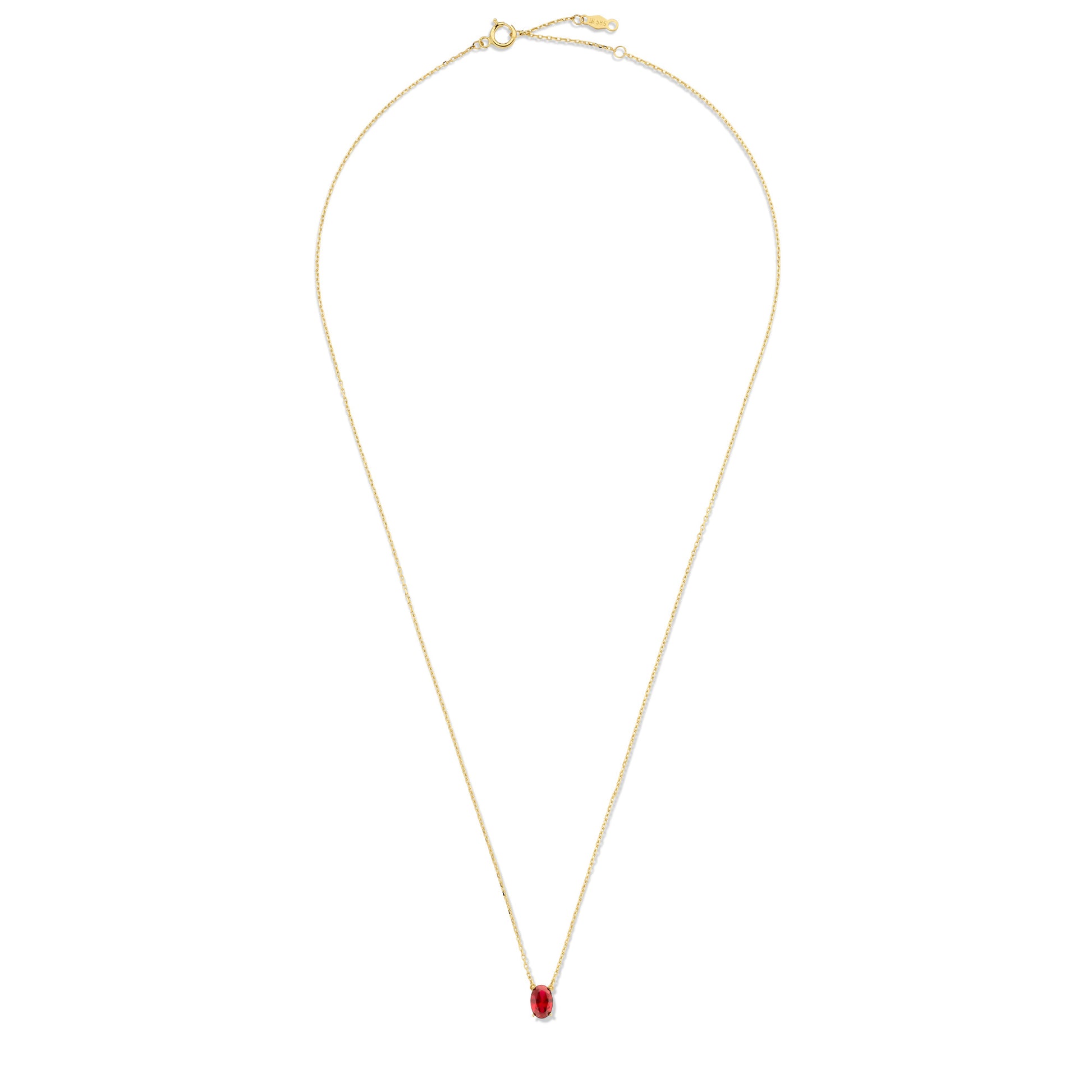 Baguette Roux 14 karat gold necklace with red zirconia stone -  - Isabel Bernard