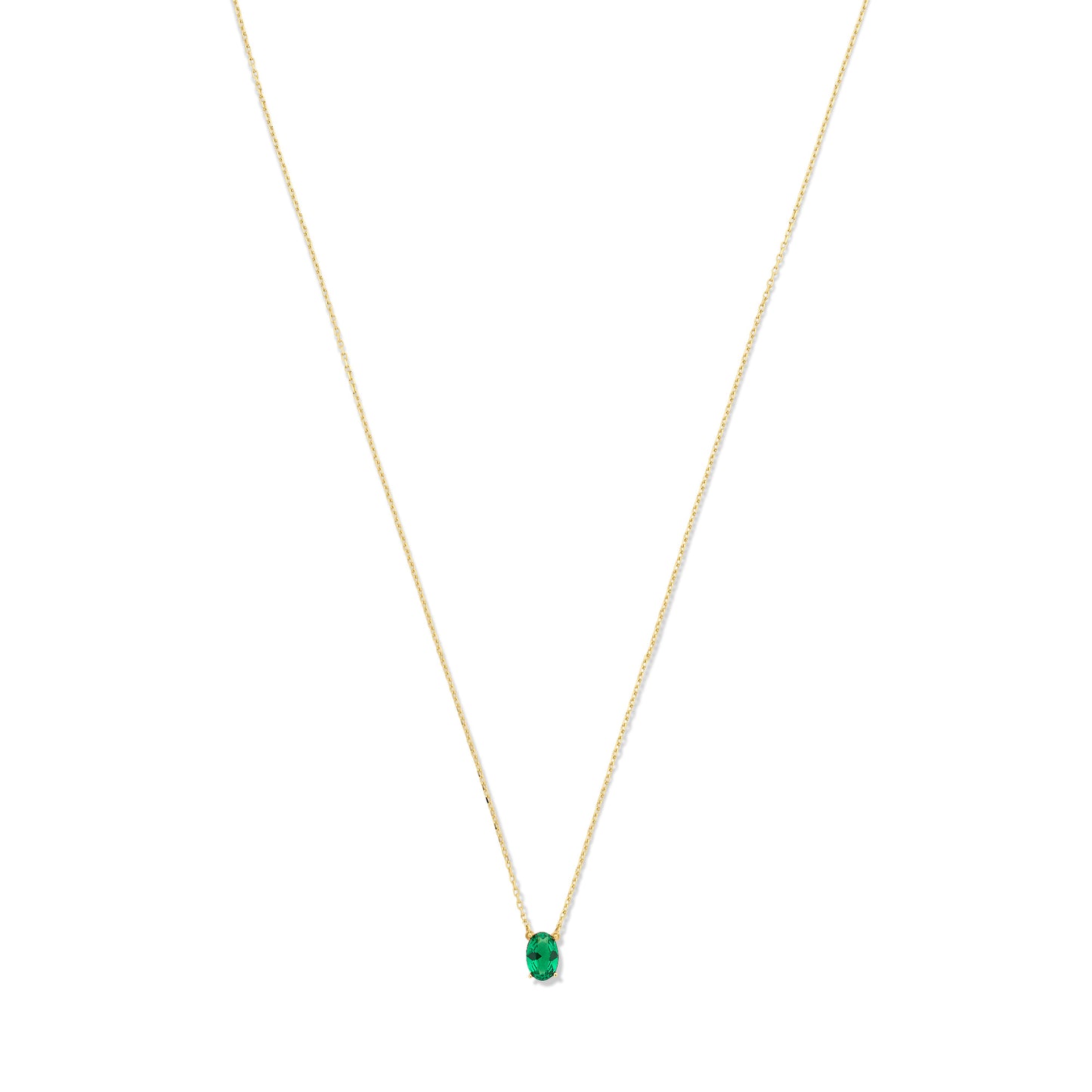 Baguette Olivia 14 karat gold necklace with green zirconia stone -  - Isabel Bernard