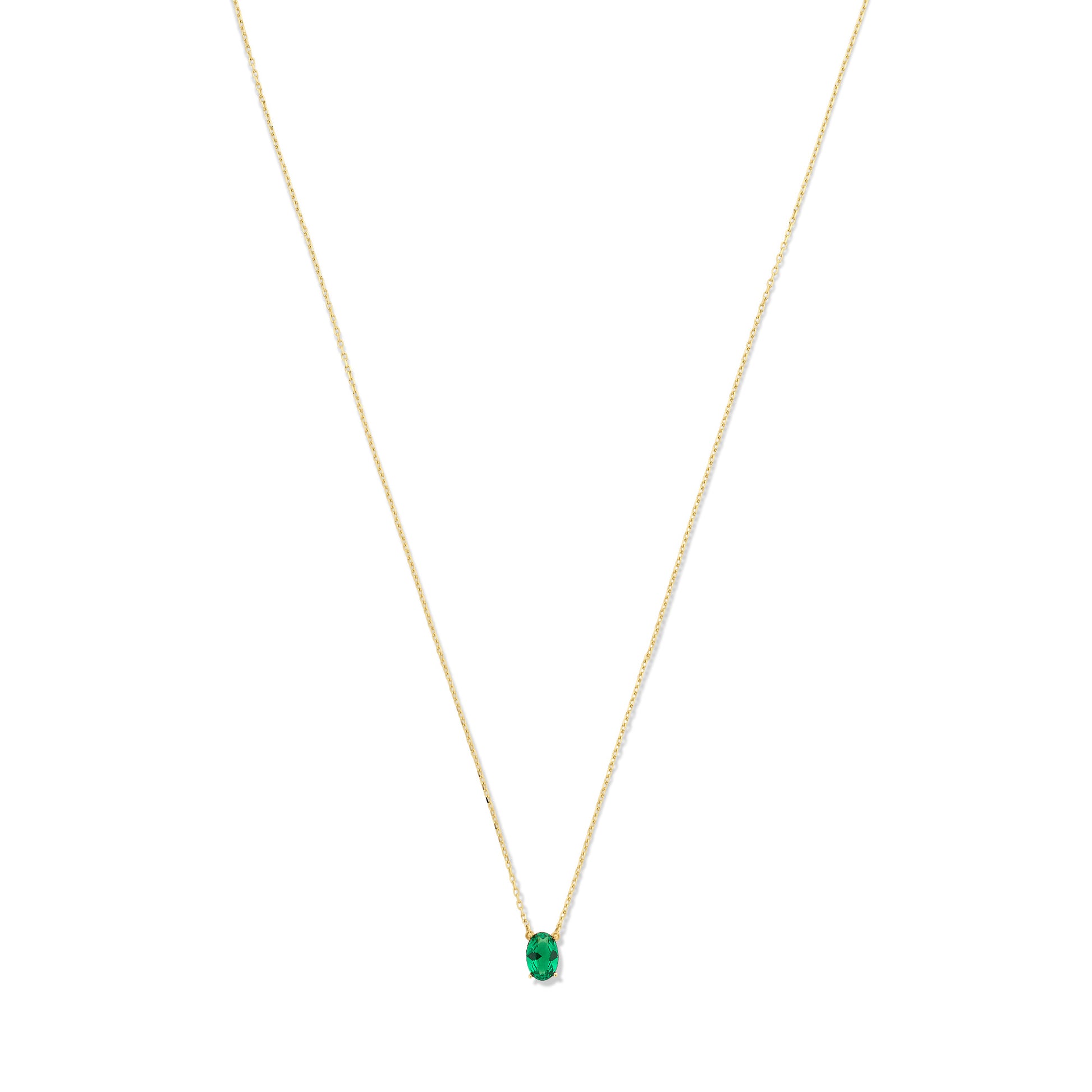 Baguette Olivia 14 karat gold necklace with green zirconia stone -  - Isabel Bernard