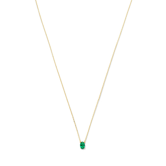 Baguette Olivia 14 karat gold necklace with green zirconia stone -  - Isabel Bernard