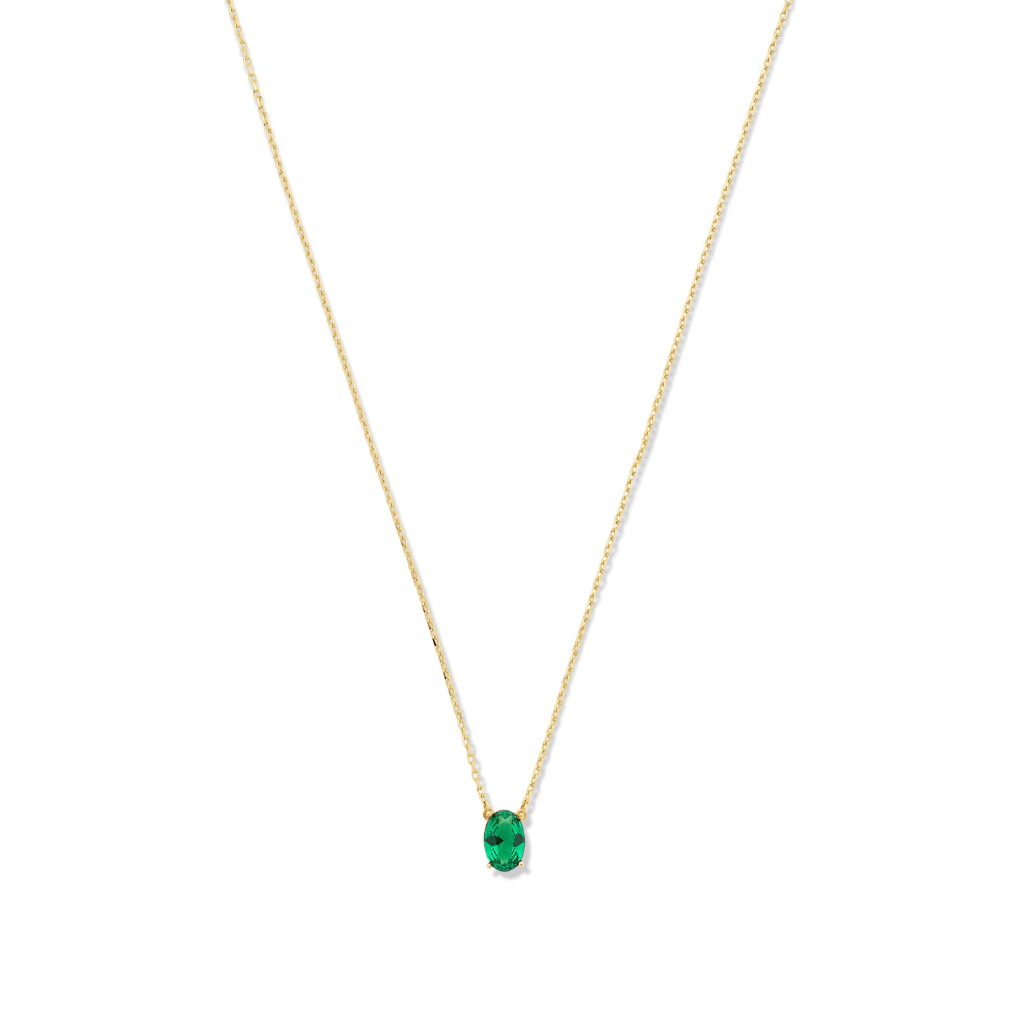 Baguette Olivia 14 karat gold necklace with green zirconia stone -  - Isabel Bernard