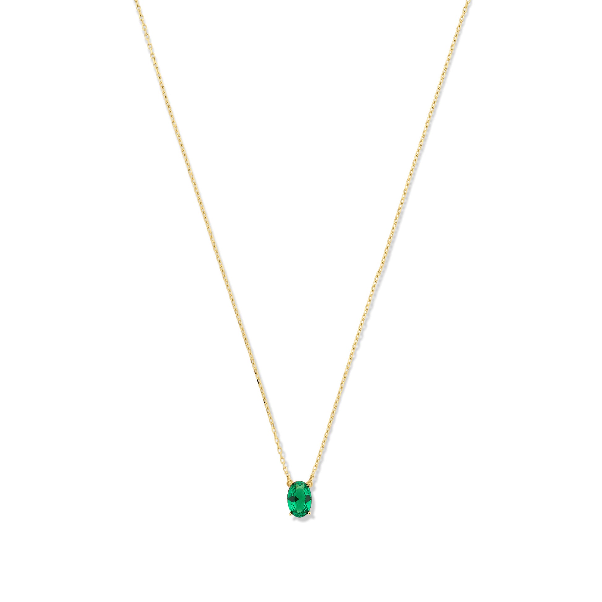 Baguette Olivia 14 karat gold necklace with green zirconia stone -  - Isabel Bernard