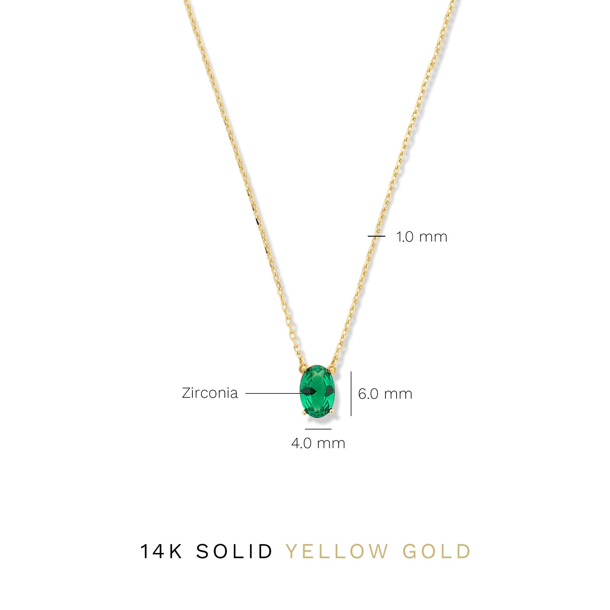 Baguette Olivia 14 karat gold necklace with green zirconia stone -  - Isabel Bernard