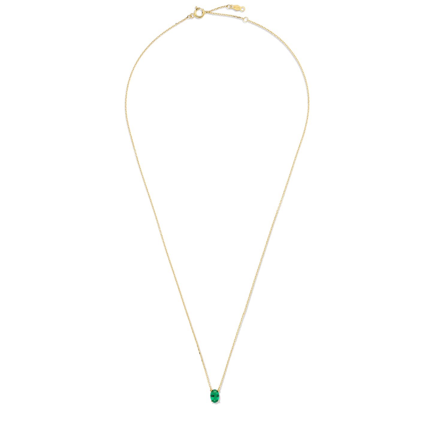 Baguette Olivia 14 karat gold necklace with green zirconia stone -  - Isabel Bernard