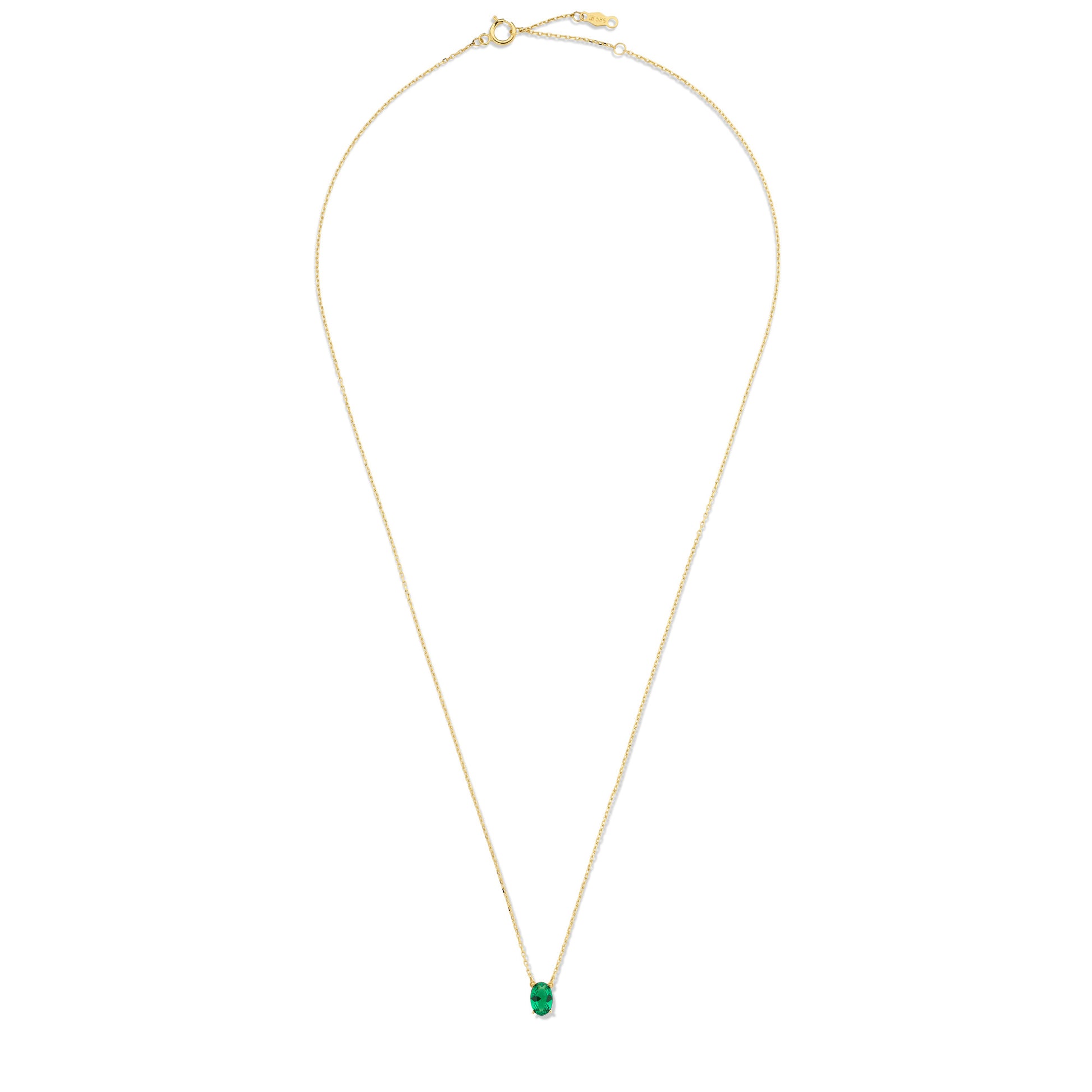 Baguette Olivia 14 karat gold necklace with green zirconia stone -  - Isabel Bernard