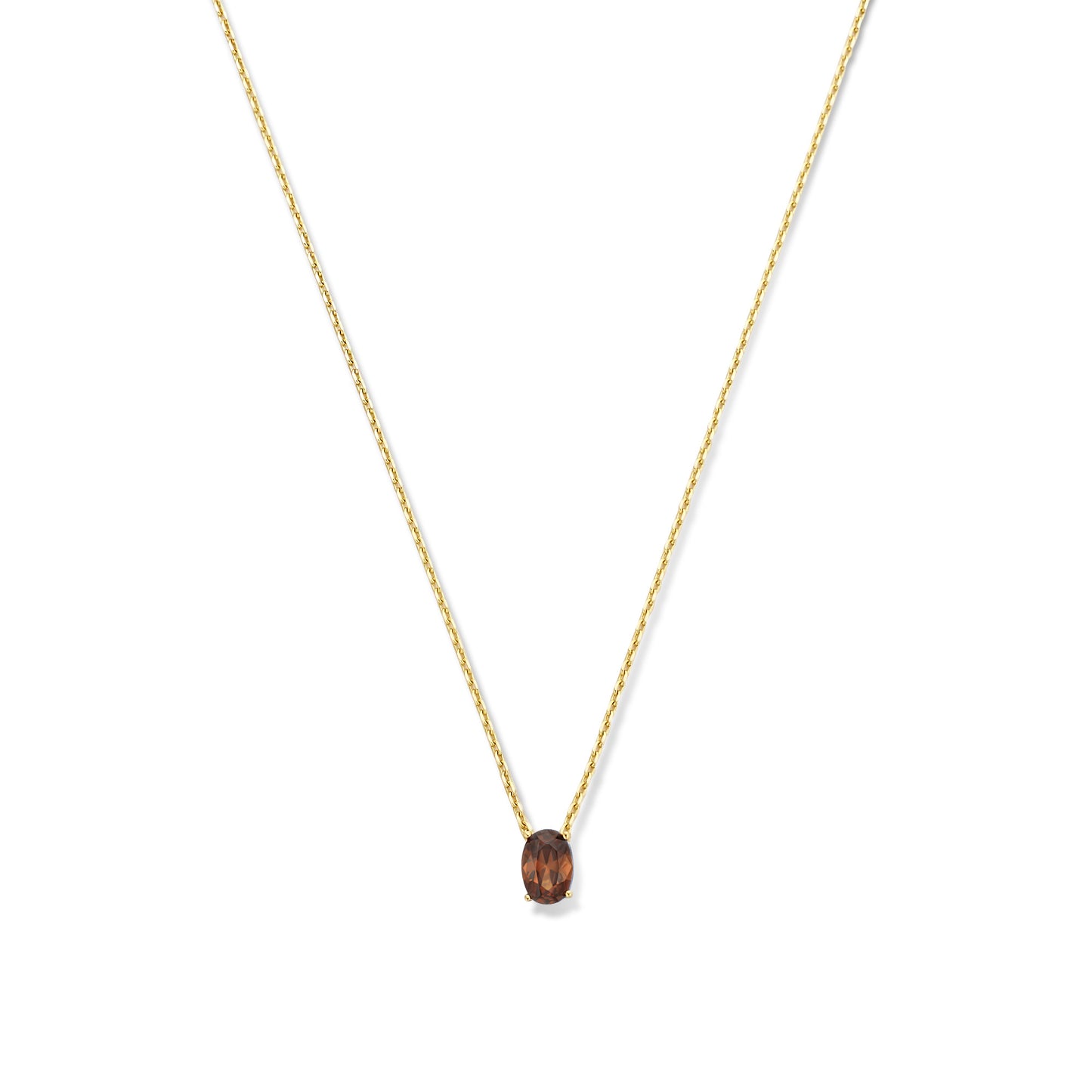 Baguette Brune 14 karat gold necklace with brown zirconia stone -  - Isabel Bernard