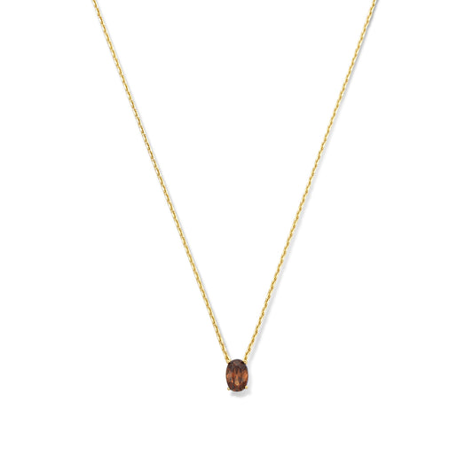 Baguette Brune 14 karat gold necklace with brown zirconia stone -  - Isabel Bernard