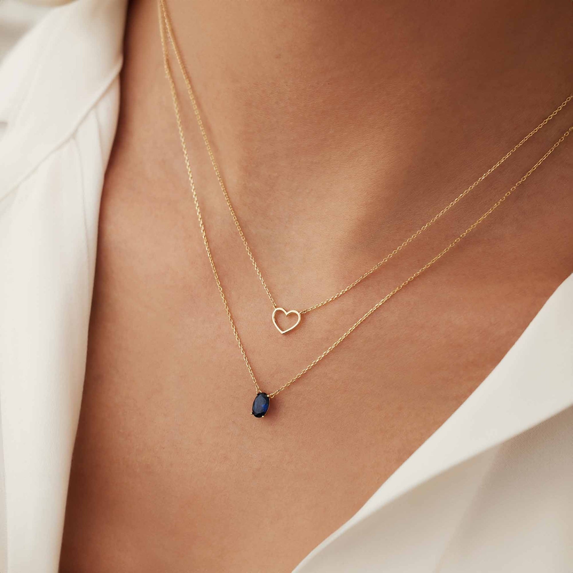 Baguette Nila 14 karat gold necklace with blue zirconia stone -  - Isabel Bernard