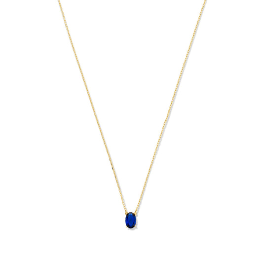 Baguette Nila 14 karat gold necklace with blue zirconia stone -  - Isabel Bernard