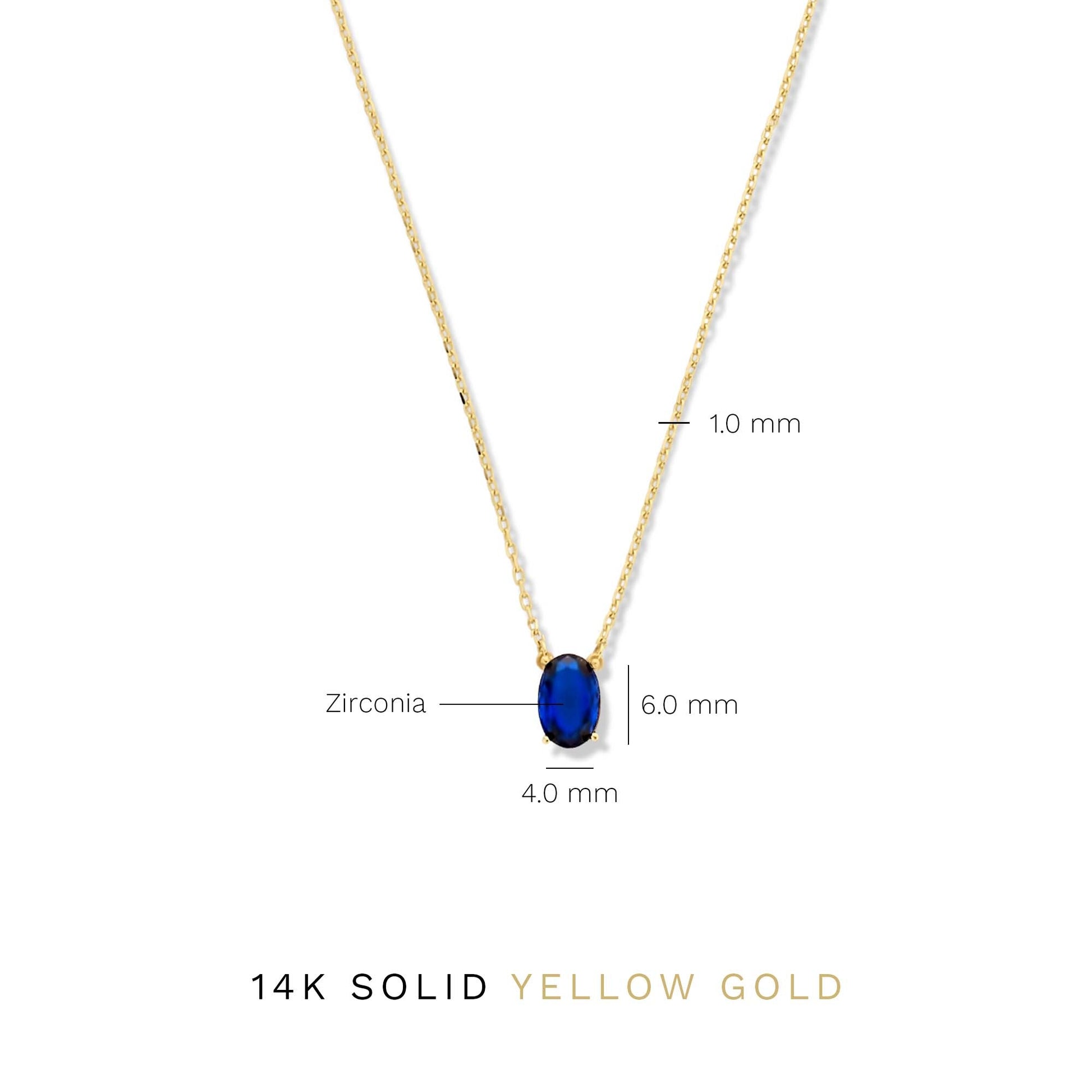 Baguette Nila 14 karat gold necklace with blue zirconia stone -  - Isabel Bernard