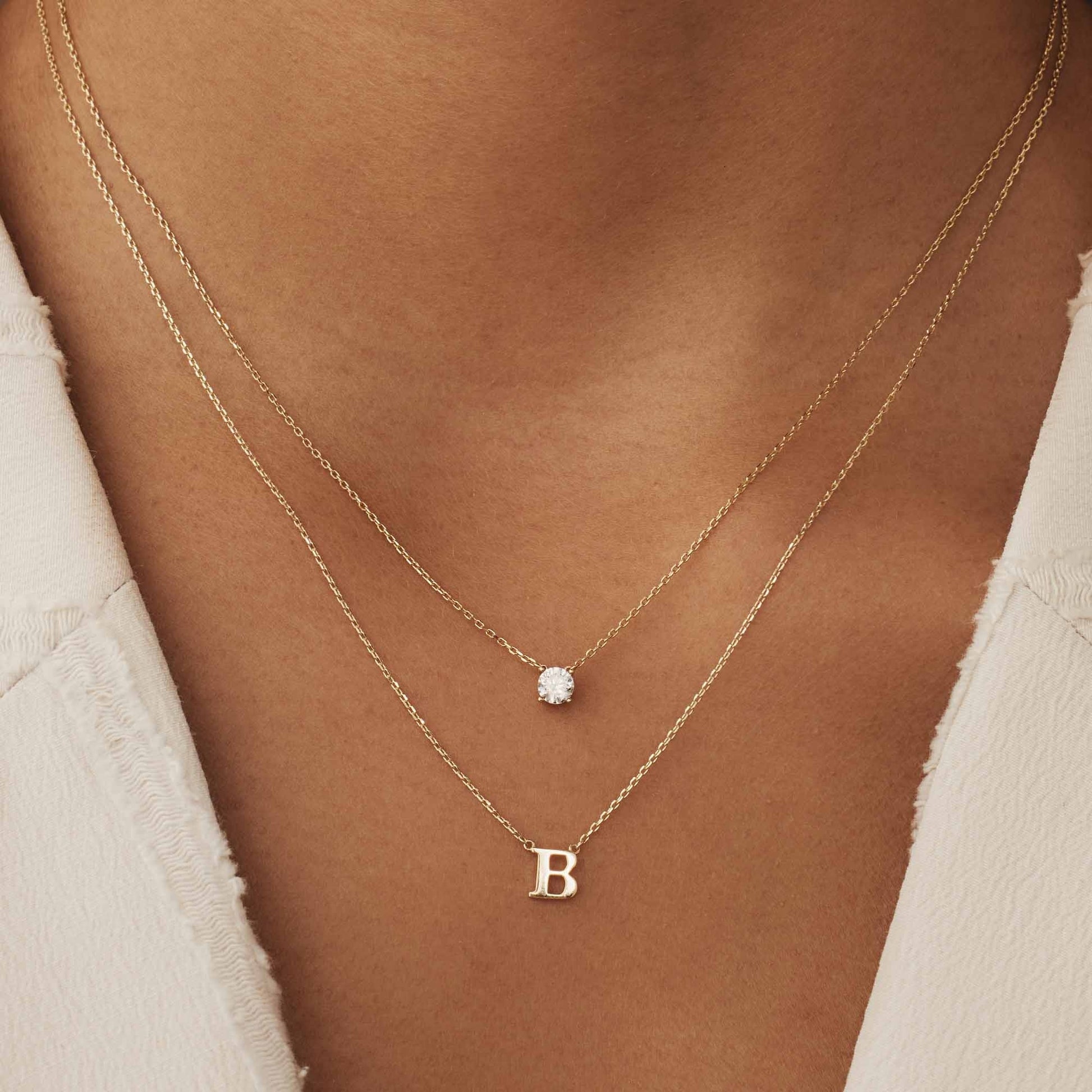 Le Marais Chloé 14 karat gold initial necklace with letter -  - Isabel Bernard