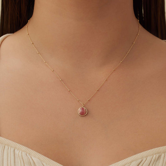 Belleville Adora 14 karat gold necklace with rose quartz gemstone -  - Isabel Bernard