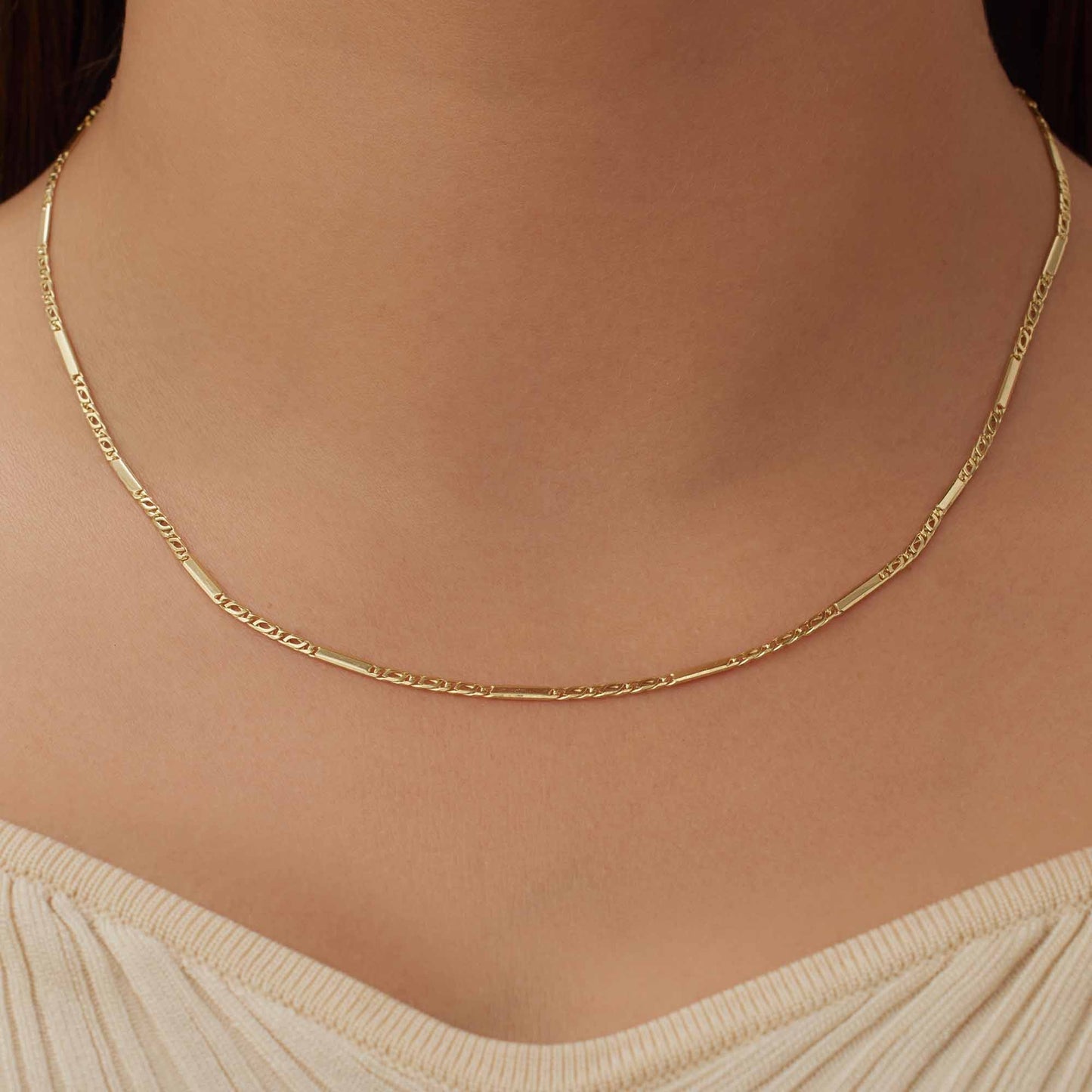 Rivoli Alice 14 karat gold link necklace with royal link and rods -  - Isabel Bernard