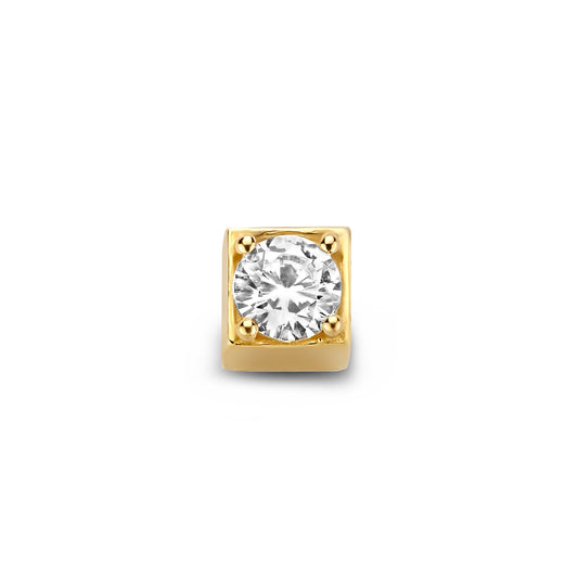 Cadeau d'Isabel 14 karat gold cube charm with zirconia stone and gold necklace gift set - - Isabel Bernard