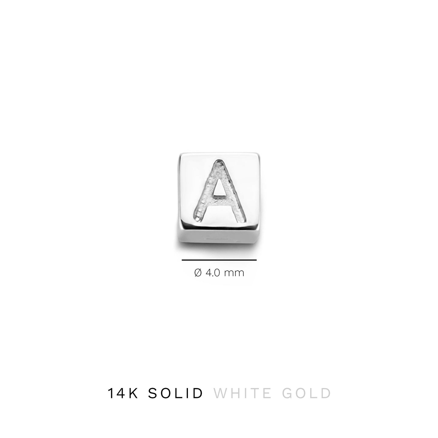 Saint Germain Felie 14 karat white gold cube initial charm with letter -  - Isabel Bernard