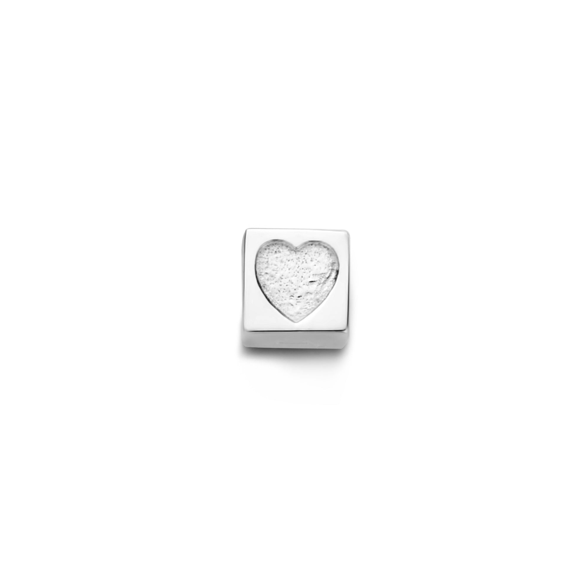 Cadeau d'Isabel 14 karat white gold cube charm with heart and white gold necklace gift set - - Isabel Bernard