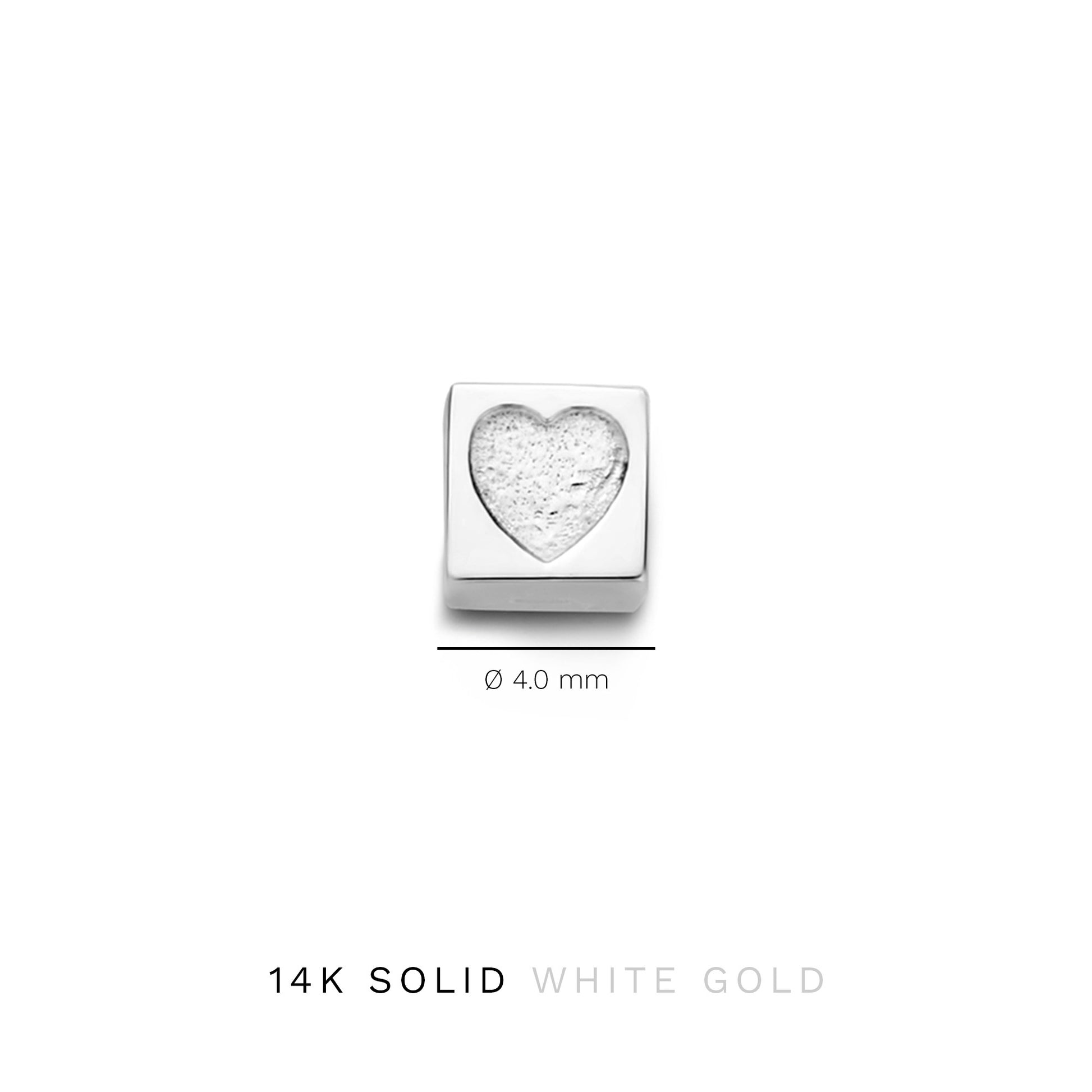 Cadeau d'Isabel 14 karat white gold cube charm with heart and white gold necklace gift set - - Isabel Bernard