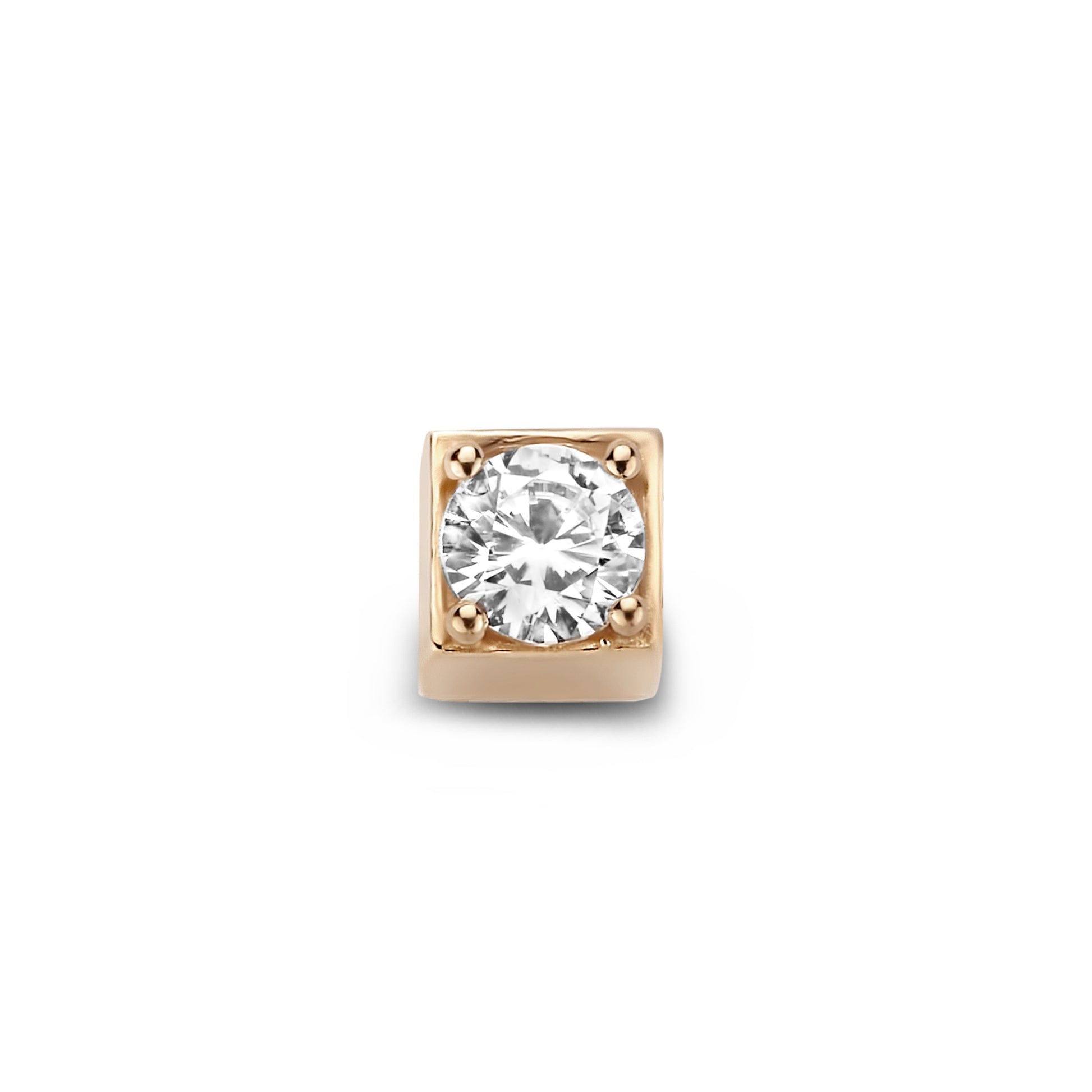 Cadeau d'Isabel 14 karat rose gold cube charm with zirconia stone and rose gold necklace gift set - - Isabel Bernard