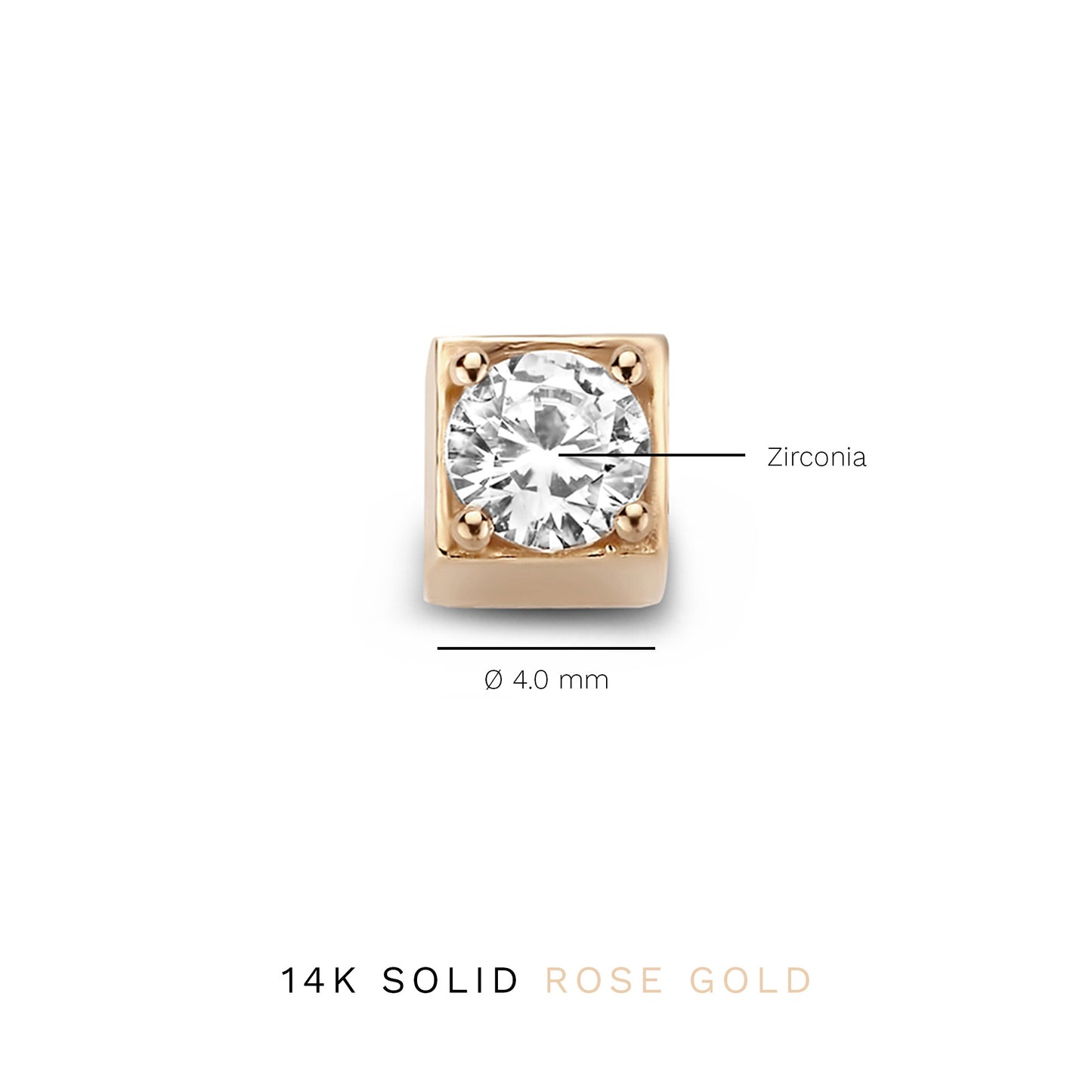 Cadeau d'Isabel 14 karat rose gold cube charm with zirconia stone and rose gold necklace gift set - - Isabel Bernard