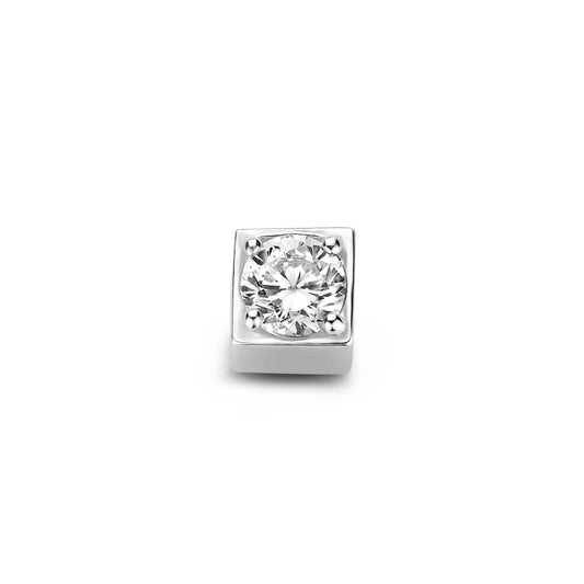 Cadeau d'Isabel 14 karat white gold cube charm with zirconia stone and white gold necklace gift set - - Isabel Bernard