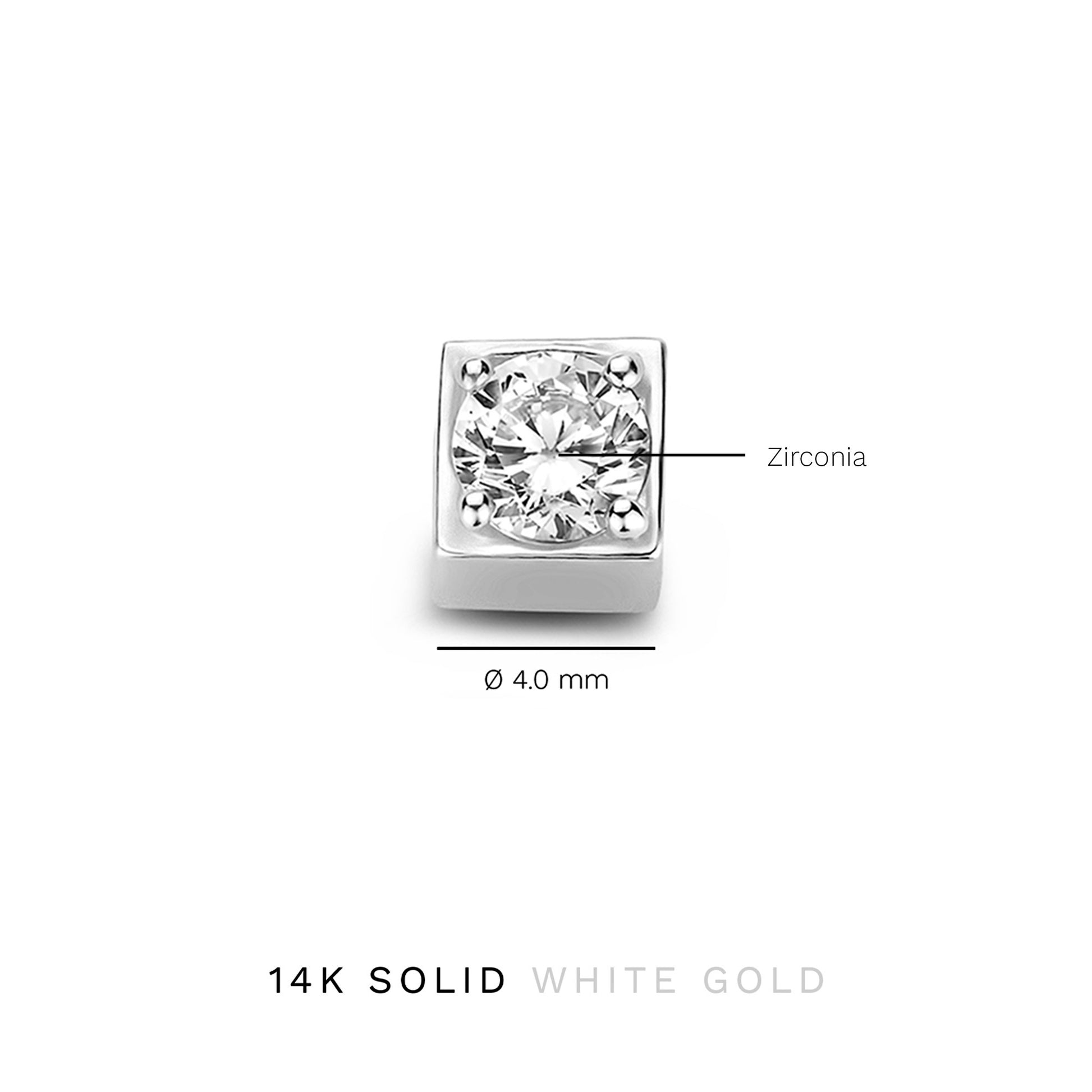 Saint Germain Felie 14 karat white gold cube charm with zirconia stone -  - Isabel Bernard