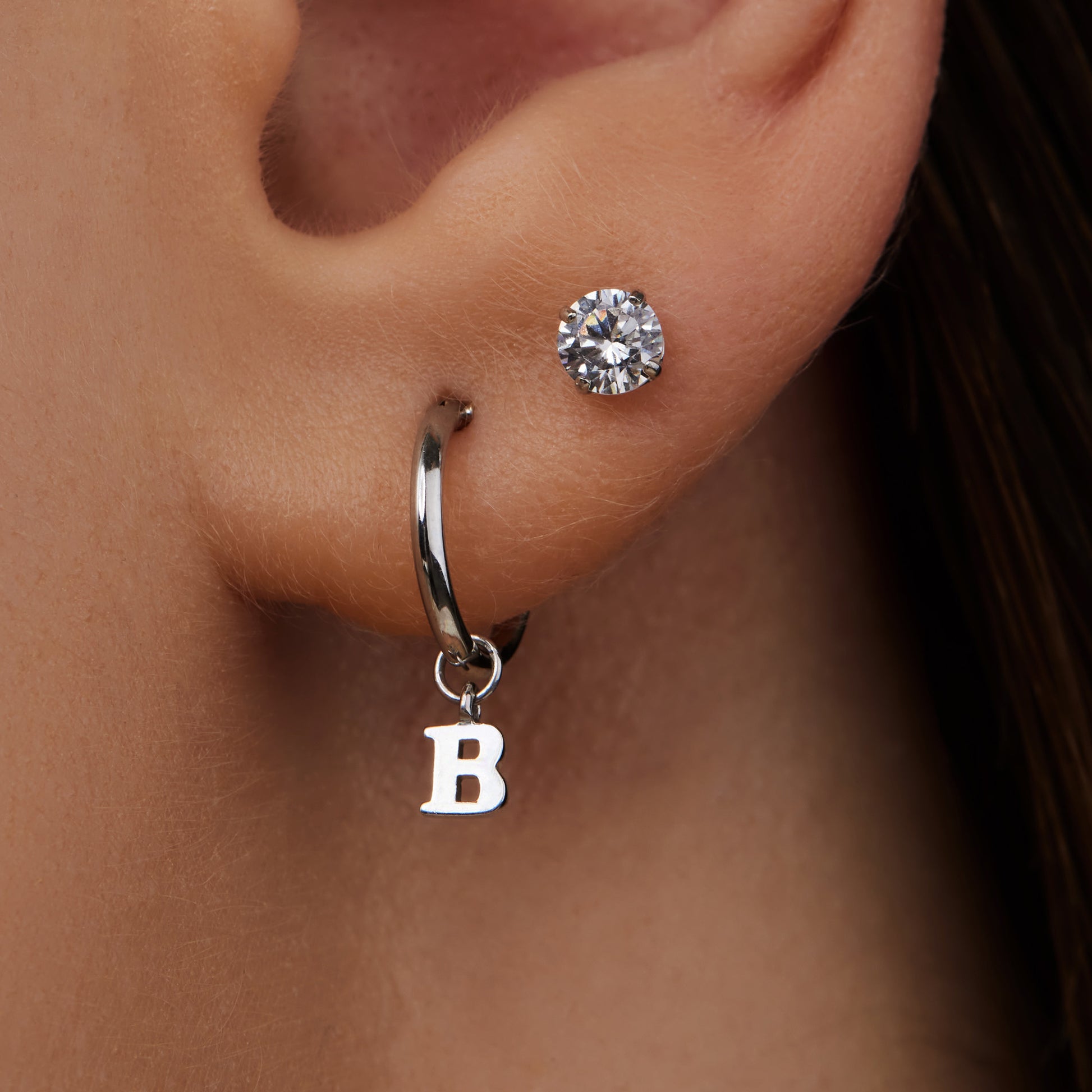 Saint Germain Lourdes 14 karat white gold ear studs with zirconia stone -  - Isabel Bernard