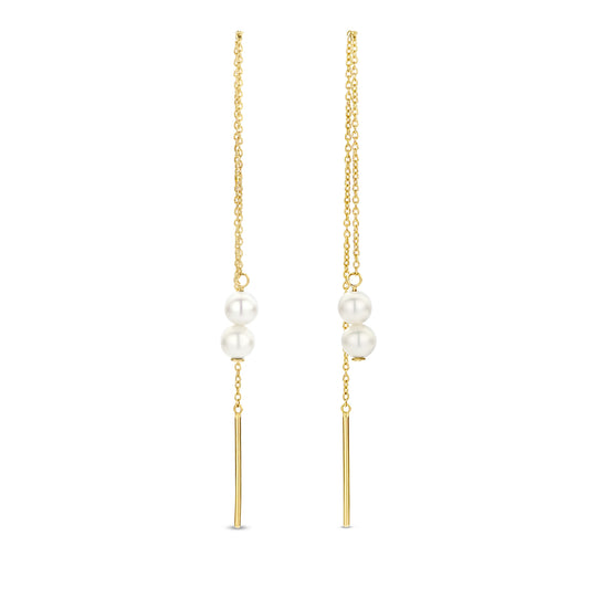 Belleville Luna 14 karat gold pull through earrings with freshwater pearls -  - Isabel Bernard