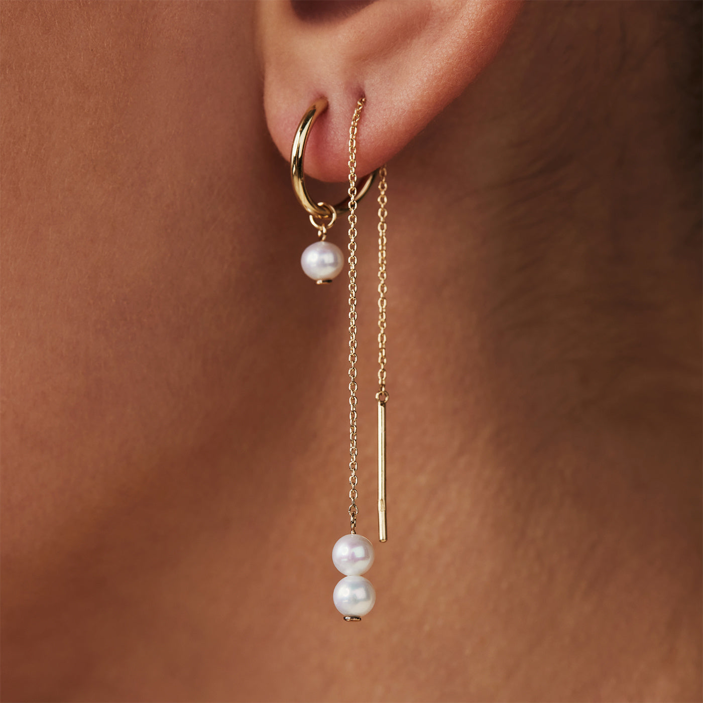 Belleville Luna 14 karat gold pull through earrings with freshwater pearls -  - Isabel Bernard