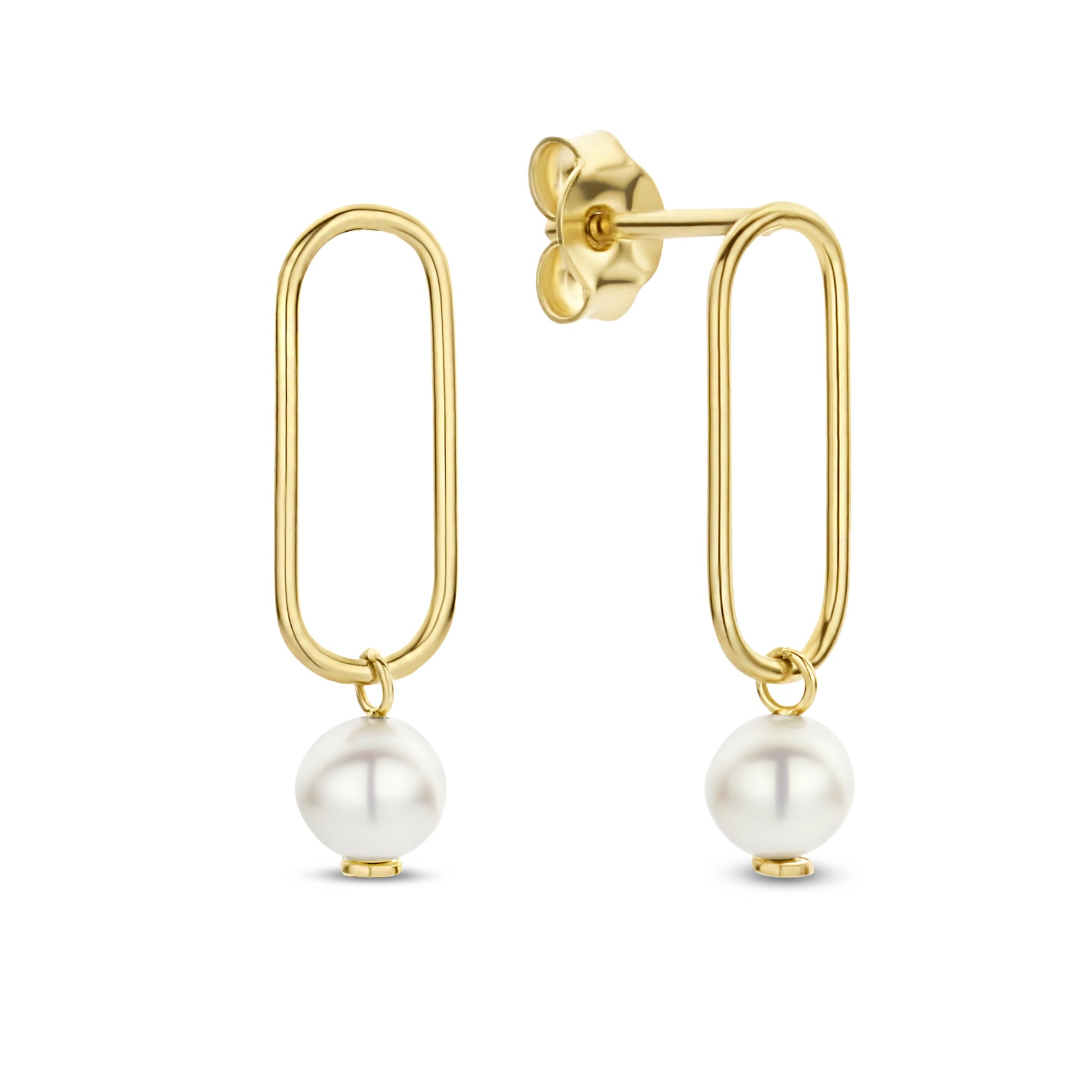 Belleville Luna 14 karat gold ear studs with freshwater pearl -  - Isabel Bernard