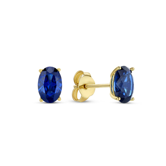 Baguette Nila 14 karat gold stud ear studs with blue zirconia stone -  - Isabel Bernard