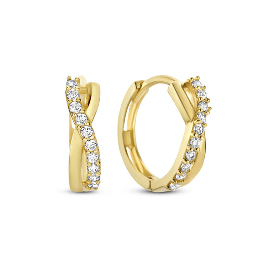 Rivoli Esmée 14 karat gold hoop earrings with zirconia stones - - Isabel Bernard