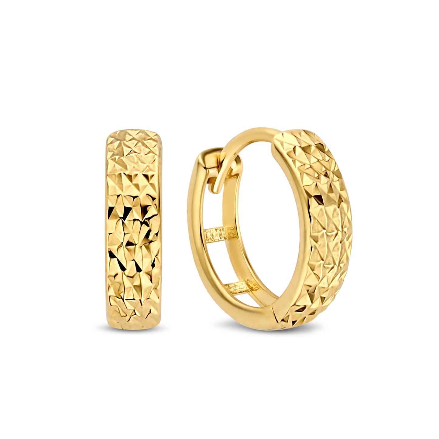 Rivoli Laura 14 karat gold hoop earrings with diamond cut -  - Isabel Bernard