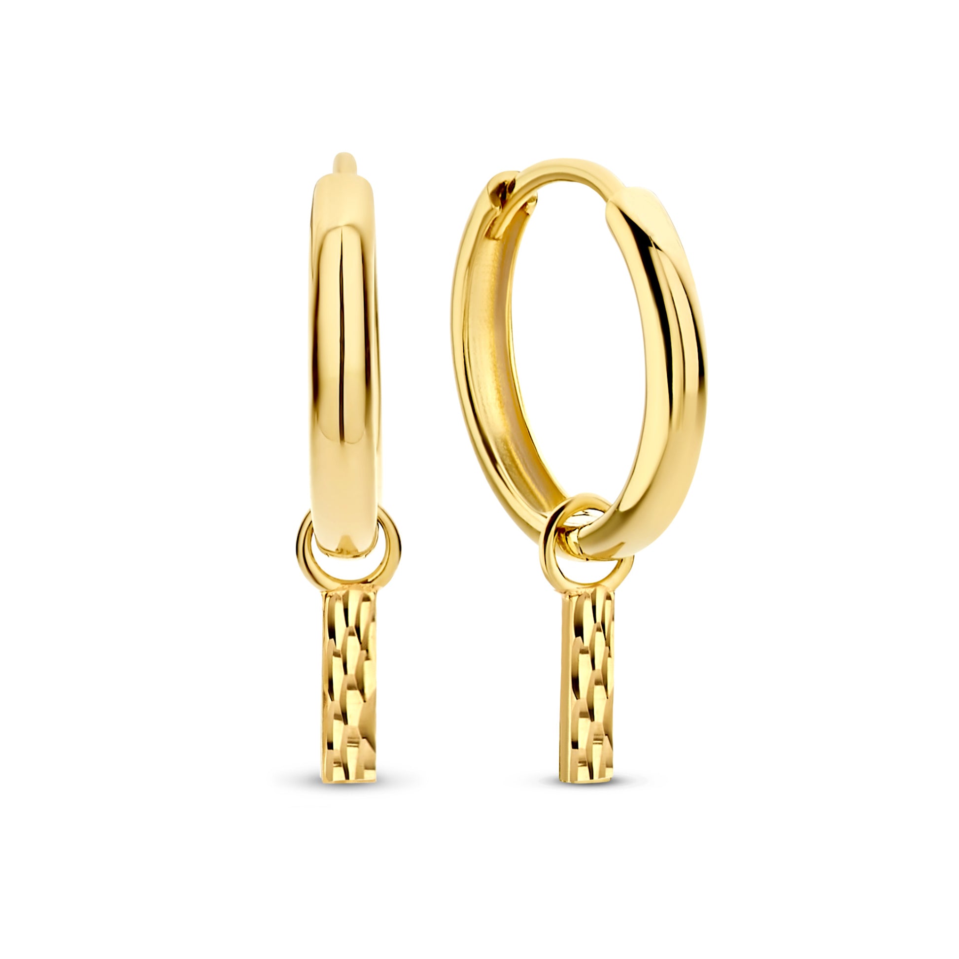 Rivoli Laura 14 karat gold hoop earrings with diamond cut rod -  - Isabel Bernard