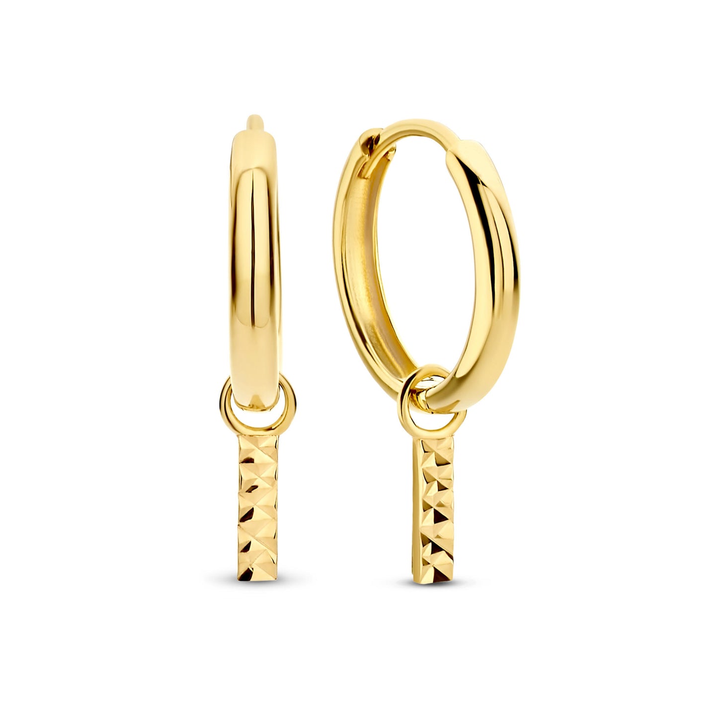 Rivoli Laura 14 karat gold hoop earrings with diamond cut rod -  - Isabel Bernard