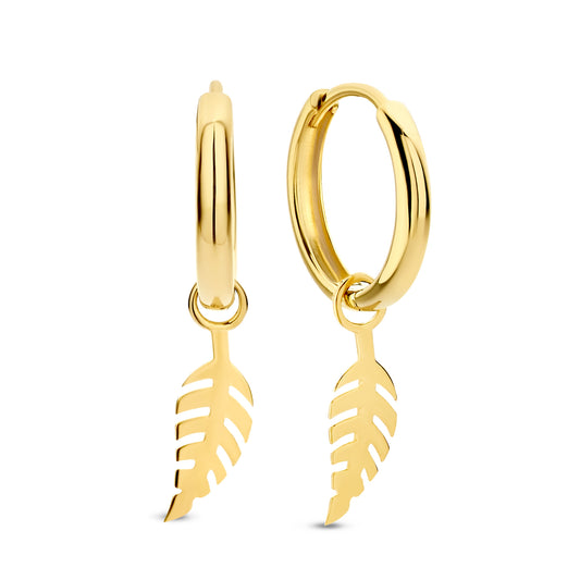 Monceau Giselle 14 karat gold hoop earrings with feather -  - Isabel Bernard