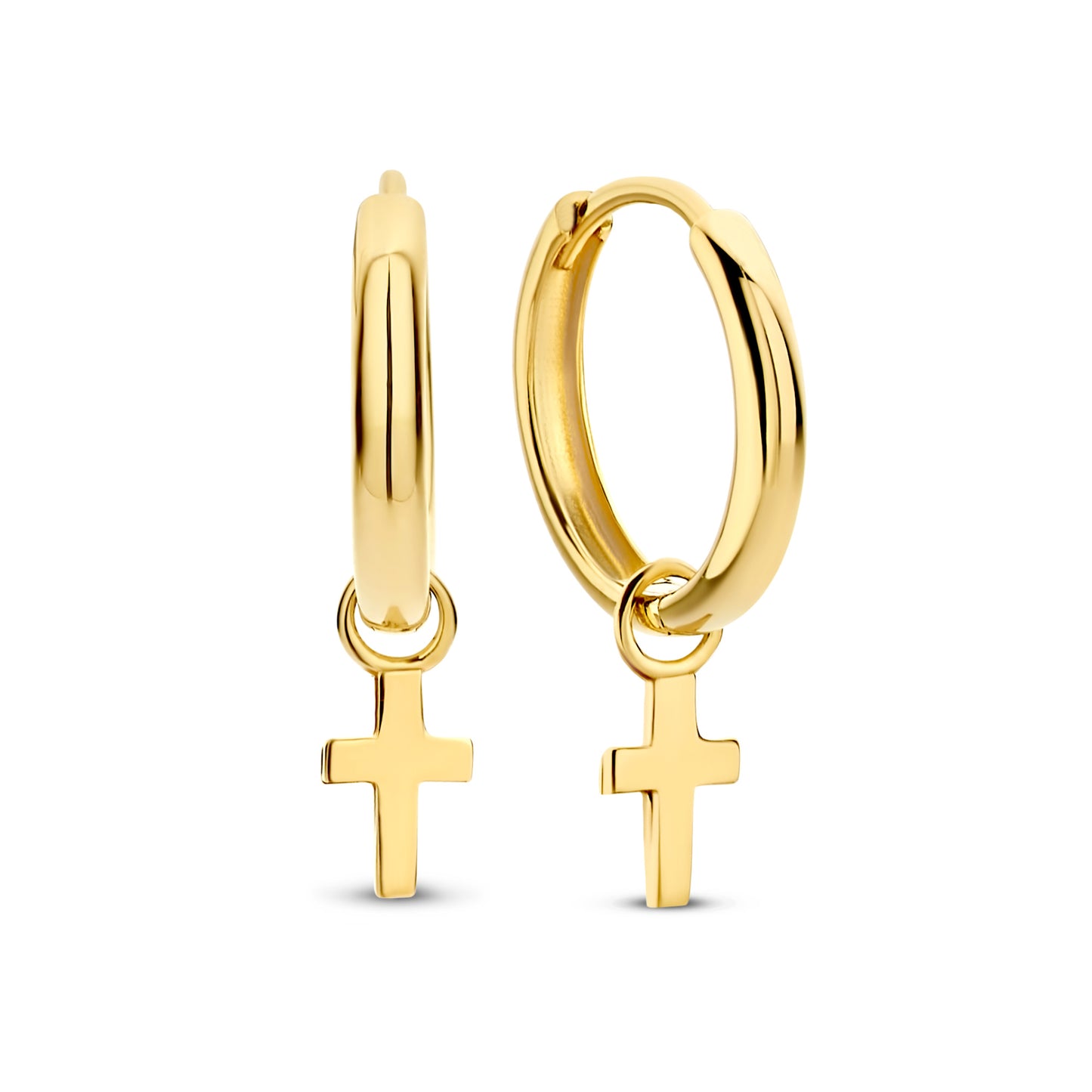 Monceau Solange 14 karat gold hoop earrings with cross -  - Isabel Bernard