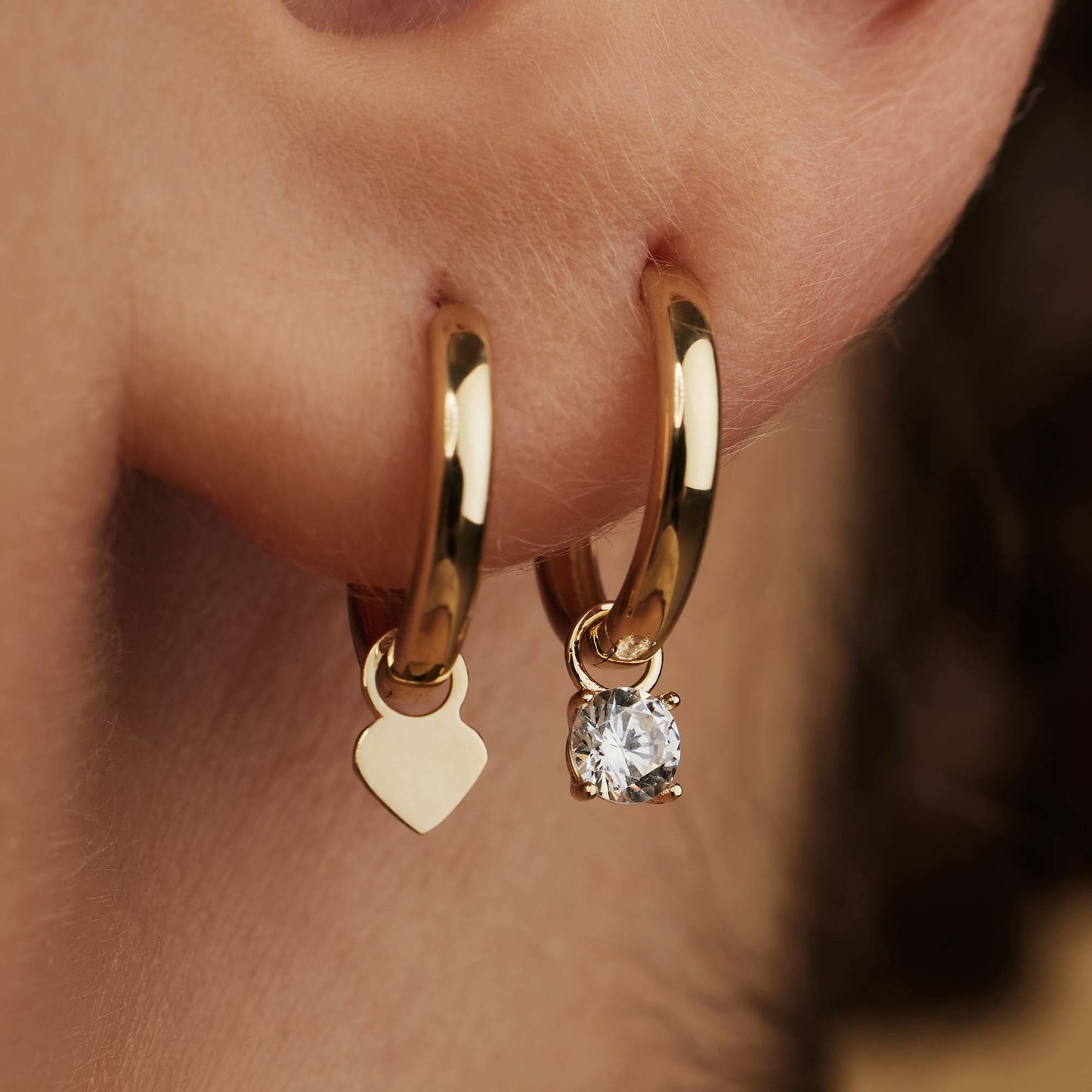 Le Marais Ophélie 14 karat gold hoop earrings with zirconia stone -  - Isabel Bernard