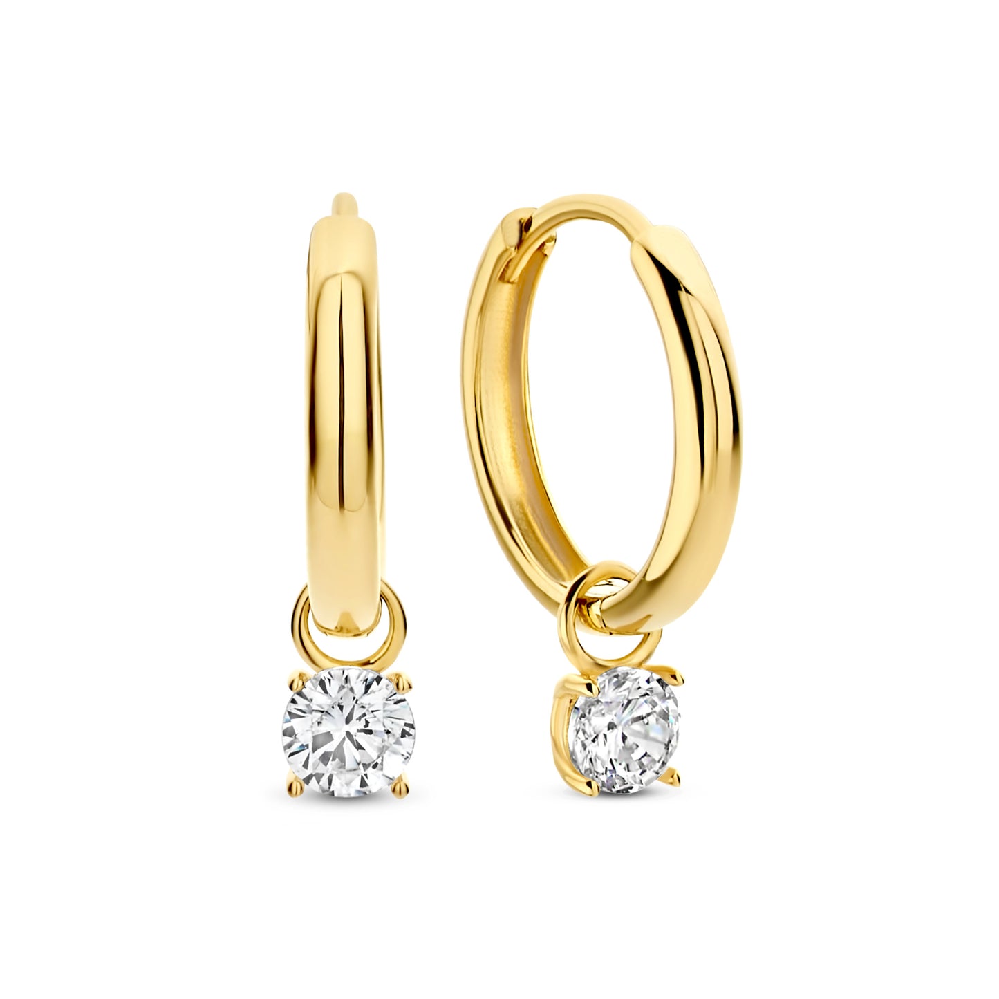 Le Marais Ophélie 14 karat gold hoop earrings with zirconia stone -  - Isabel Bernard