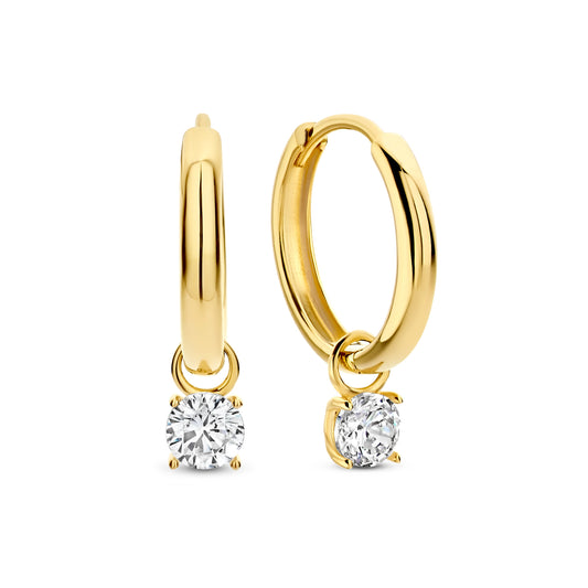 Le Marais Ophélie 14 karat gold hoop earrings with zirconia stone -  - Isabel Bernard