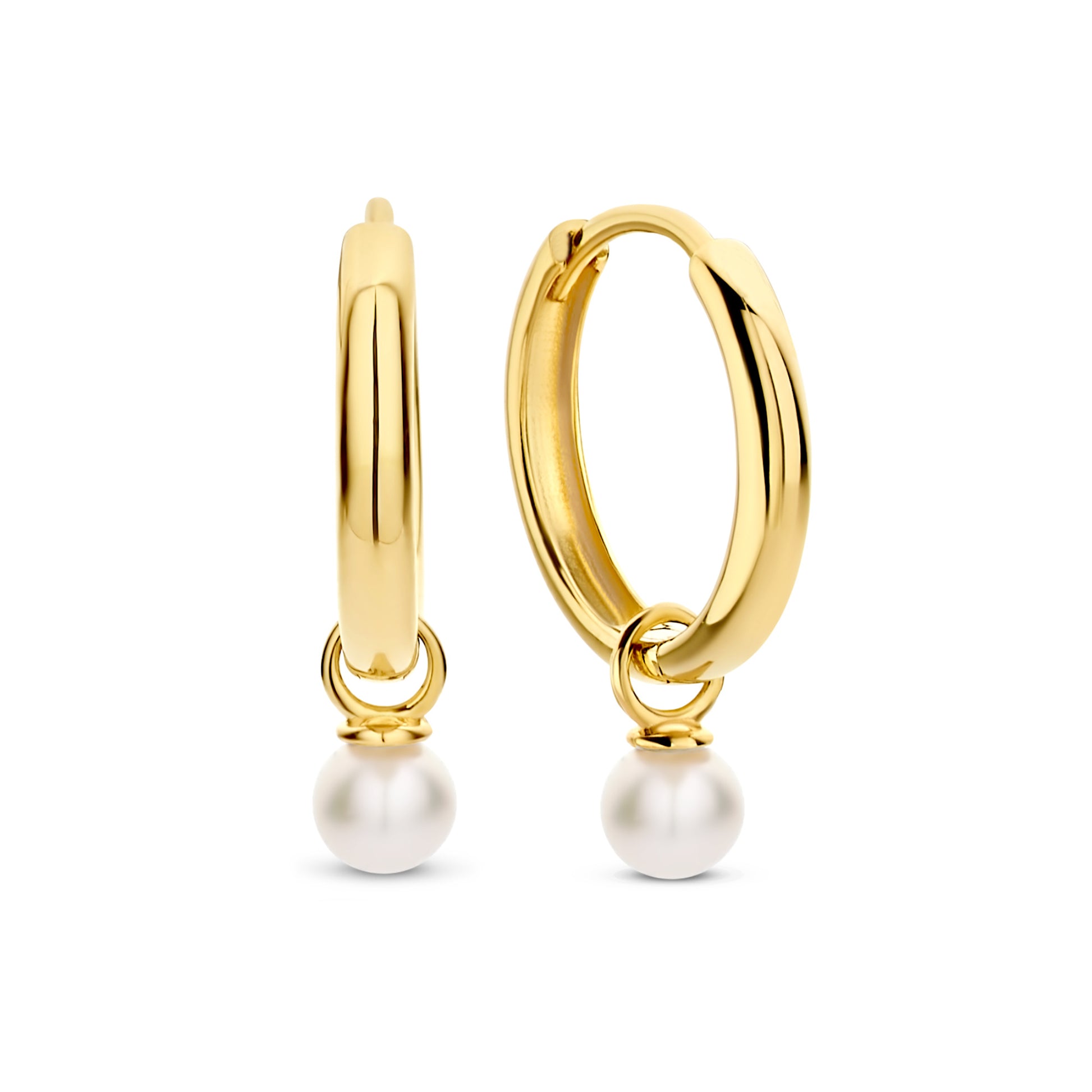 Belleville Luna 14 karat gold hoop earrings with freshwater pearl -  - Isabel Bernard