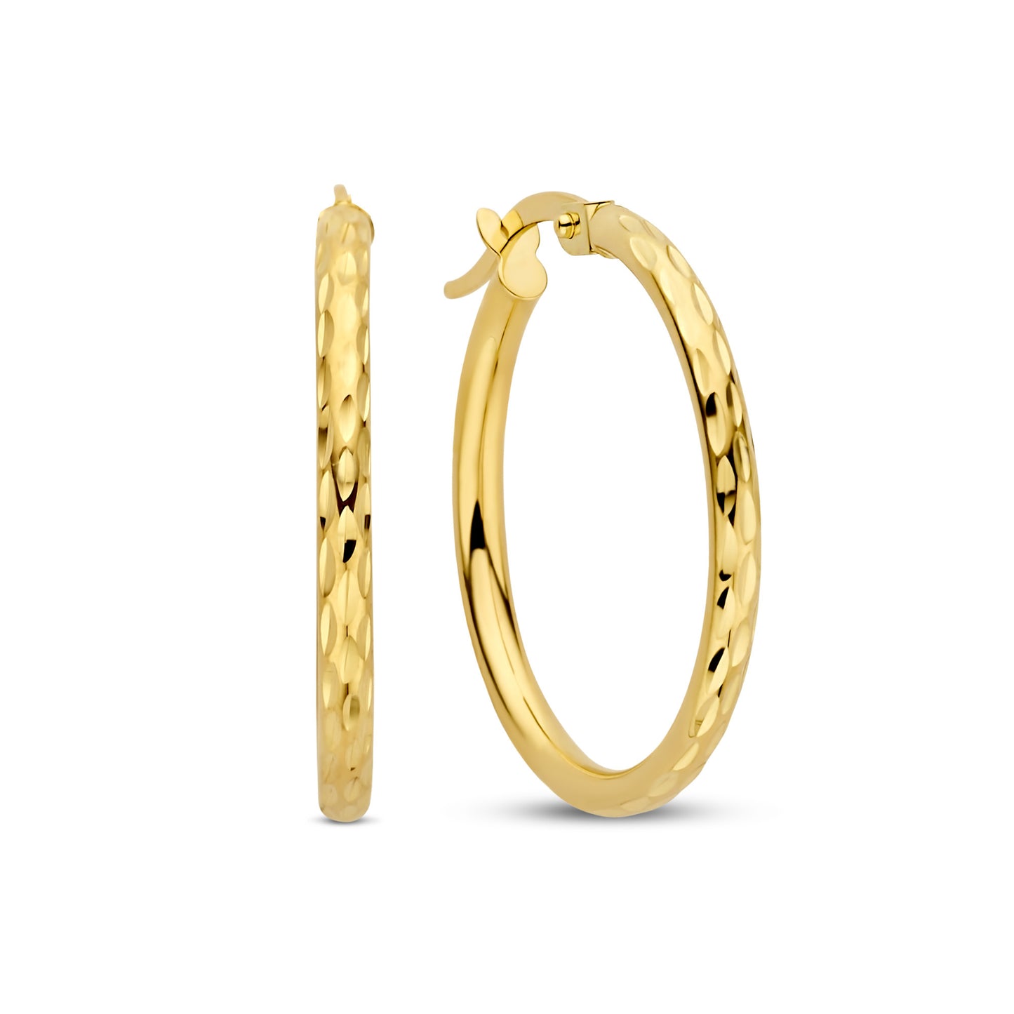 Rivoli Laura 14 karat gold hoop earrings with diamond cut -  - Isabel Bernard