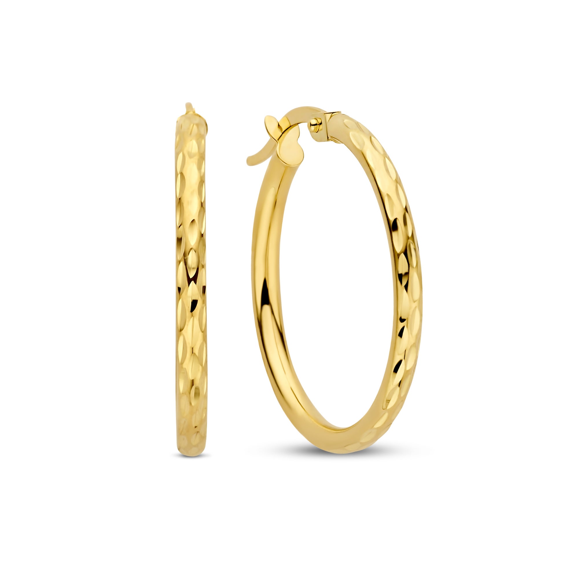 Rivoli Laura 14 karat gold hoop earrings with diamond cut -  - Isabel Bernard