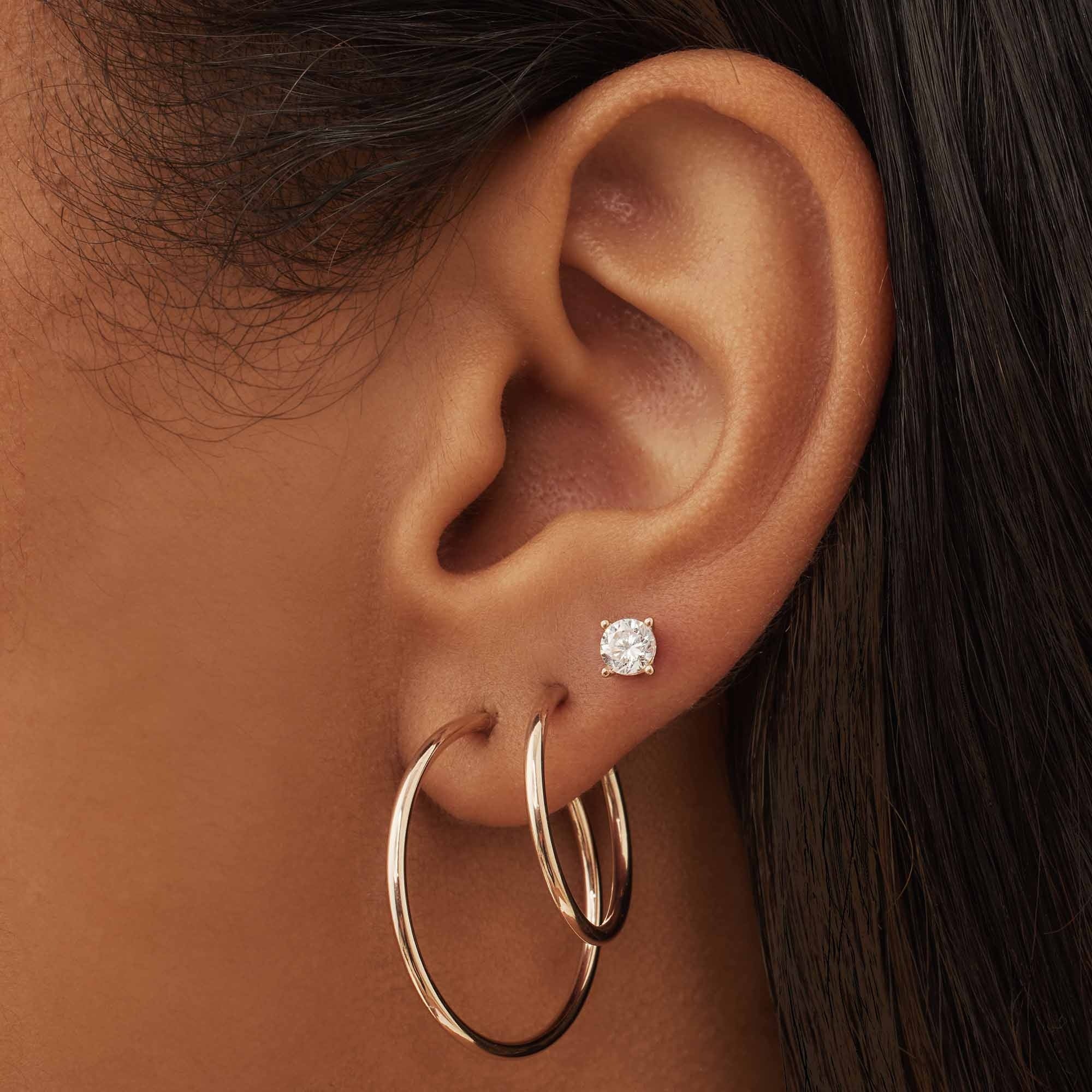 Rose gold hoop earrings 14k store