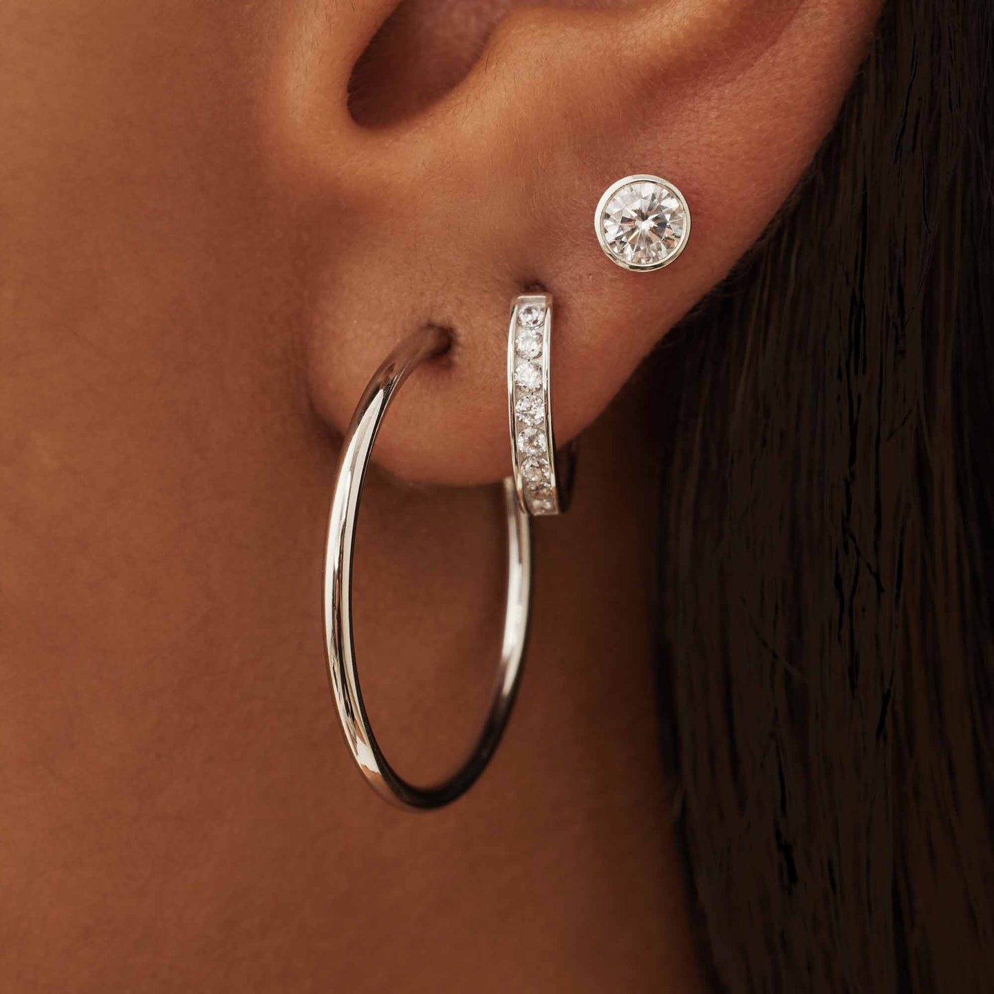 Saint Germain Cerise 14 karat white gold hoop earrings (20 mm) -  - Isabel Bernard