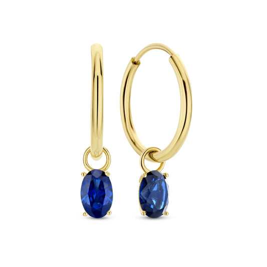 Baguette Nila 14 karat gold hoop earrings with blue zirconia stone -  - Isabel Bernard