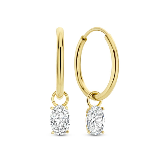 Baguette Genevieve 14 karat gold hoop earrings with white zirconia stone -  - Isabel Bernard